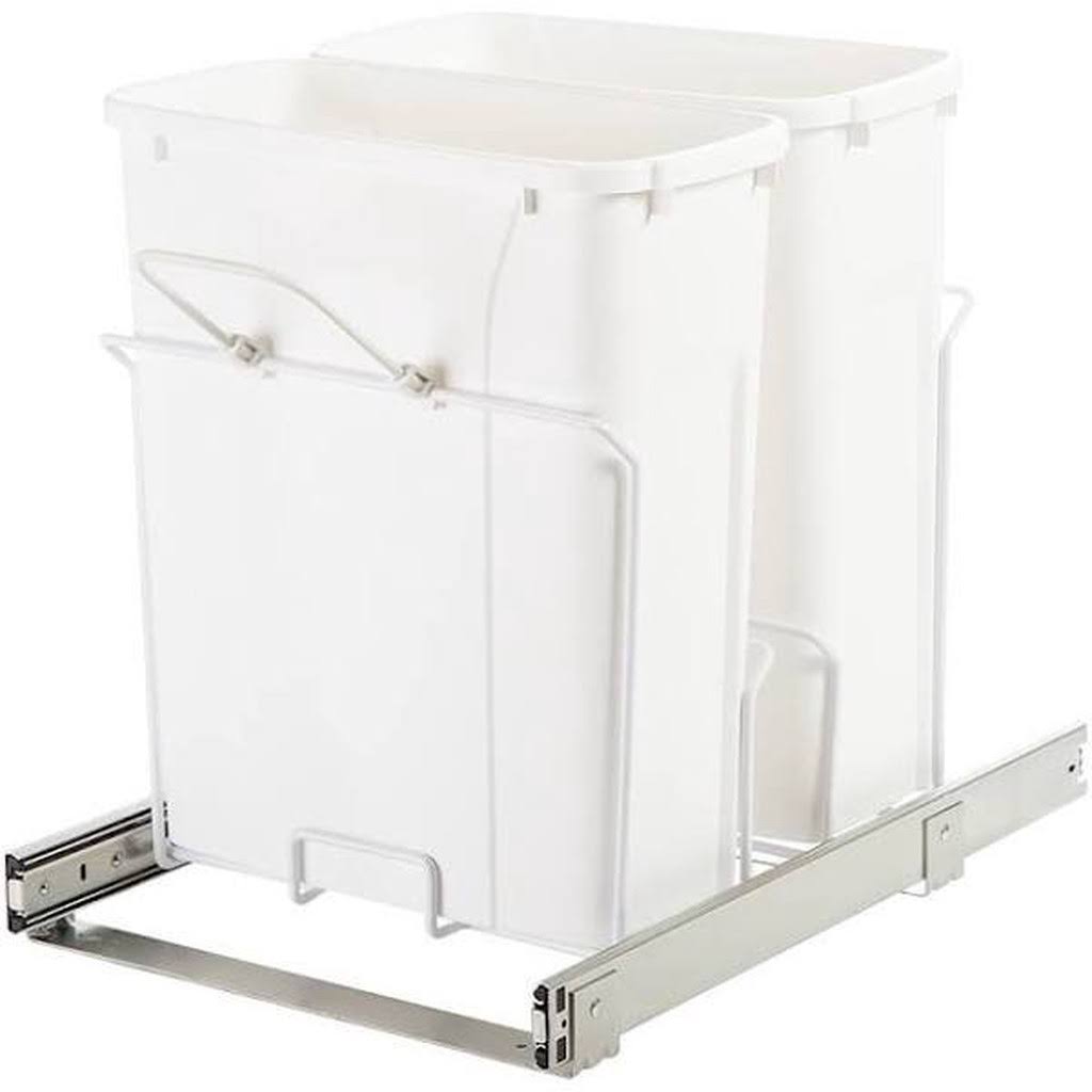 Knape and Vogt 20 qt Double in Cabinet Pull-Out Bottom Mount Trash Can