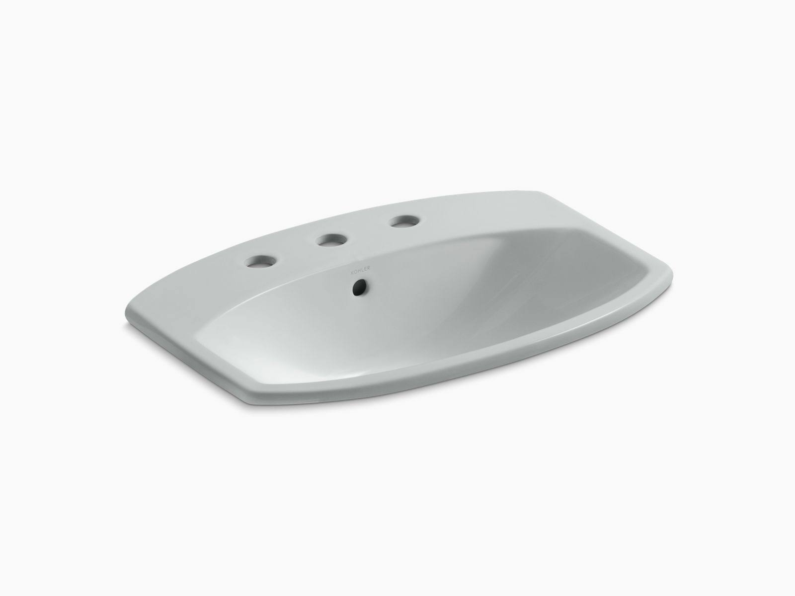 KOHLER K-2351-8-95 Cimarron Drop-In Bathroom Sink with 8 In. Widespread Faucet Holes, Ice Grey