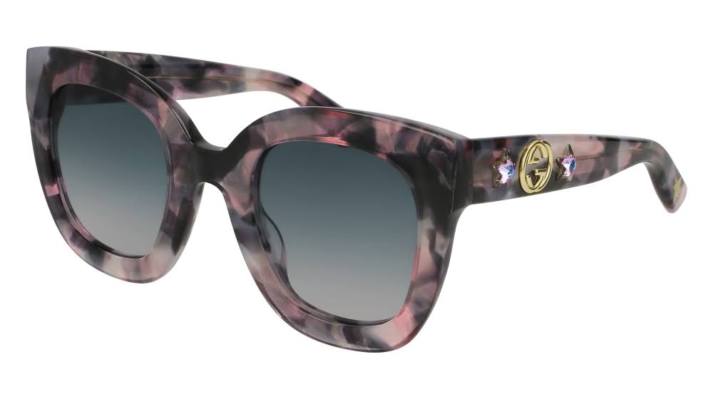 Gucci GG0208S Plastic Sunglasses, Pink Havana/Grey Gradient