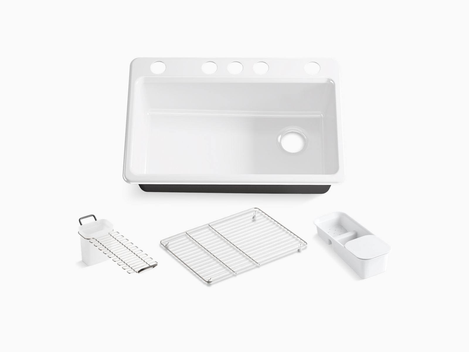 Kohler 5871-5UA3-0 K- Riverby Single Bowl Undermount Kitchen Sink, White