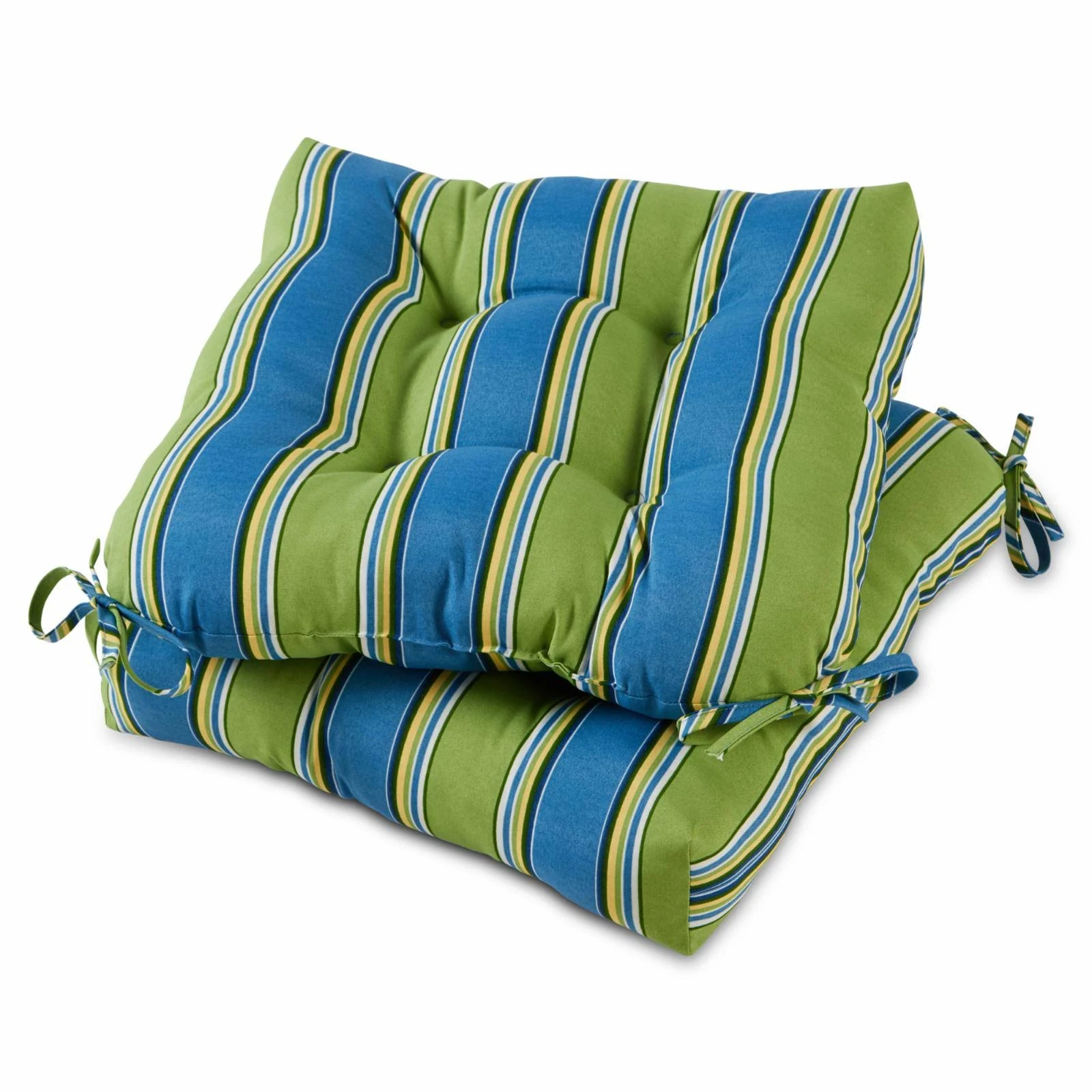 Greendale Home Fashions 20 in. Outdoor Seat Cushion - Set of 2 Cayman Stripe