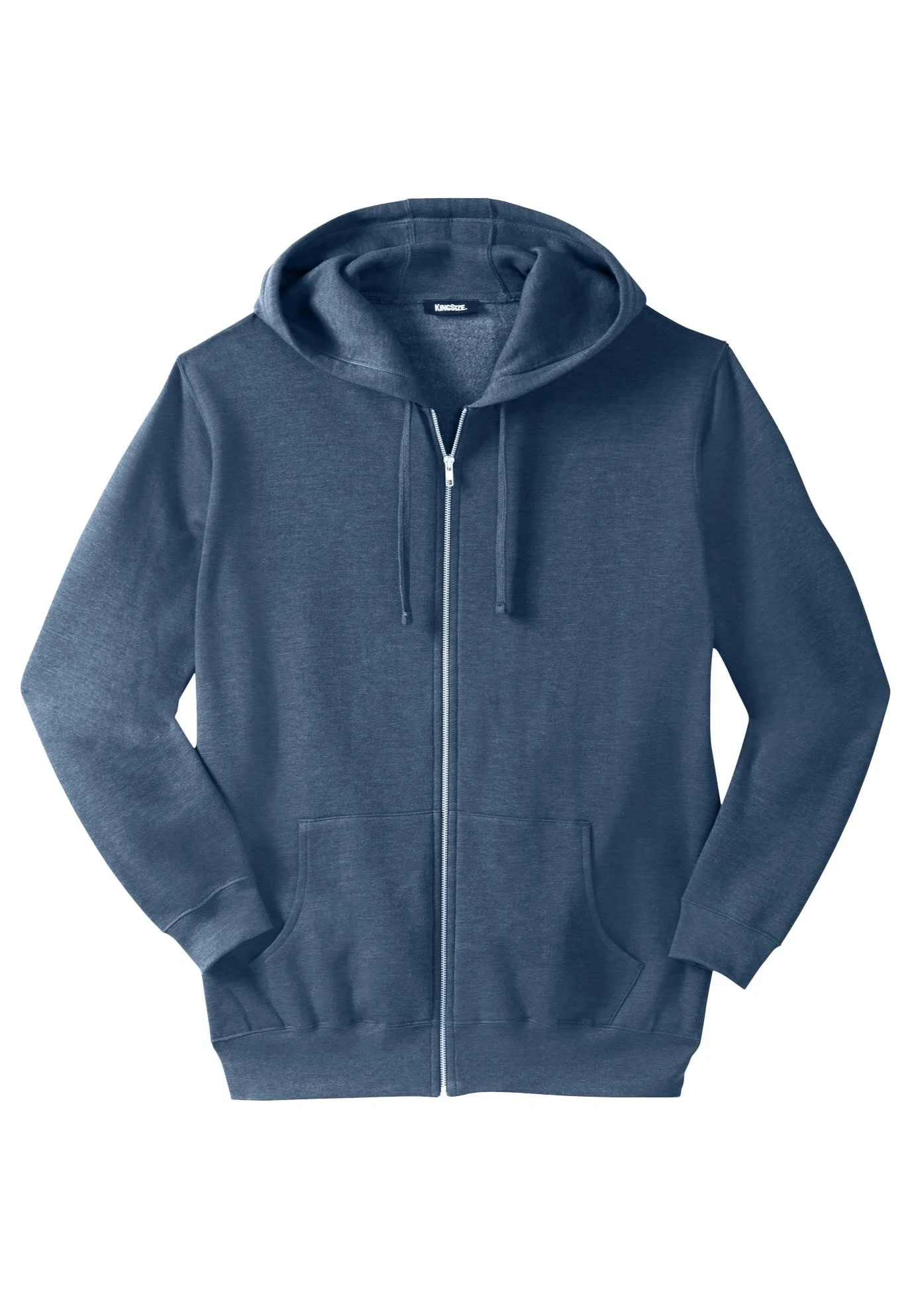 Men&s Big u0026 Tall Fleece Zip-Front Hoodie by KingSize in Heather Slate Blue (Size 2XL)