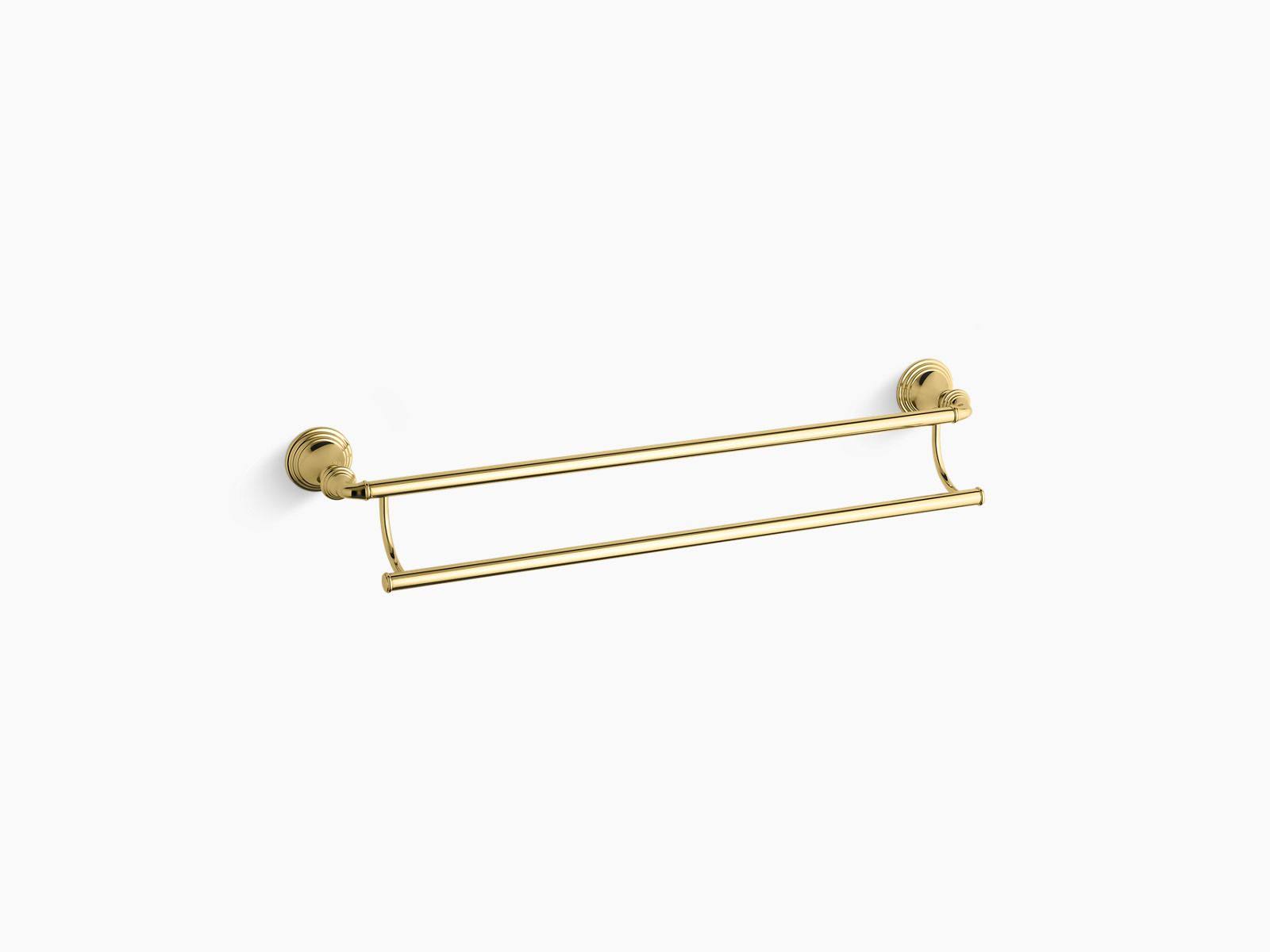 Kohler 10553-PB Devonshire 24x22 Double Towel Bar - Vibrant Polished Brass