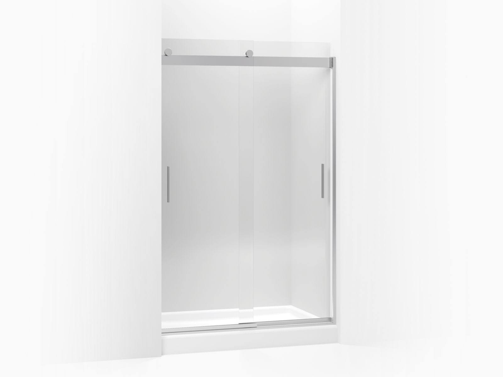 KOHLER K-706008-L-SH Levity Sliding Shower Door with Crystal Clear Glass, Bright Silver