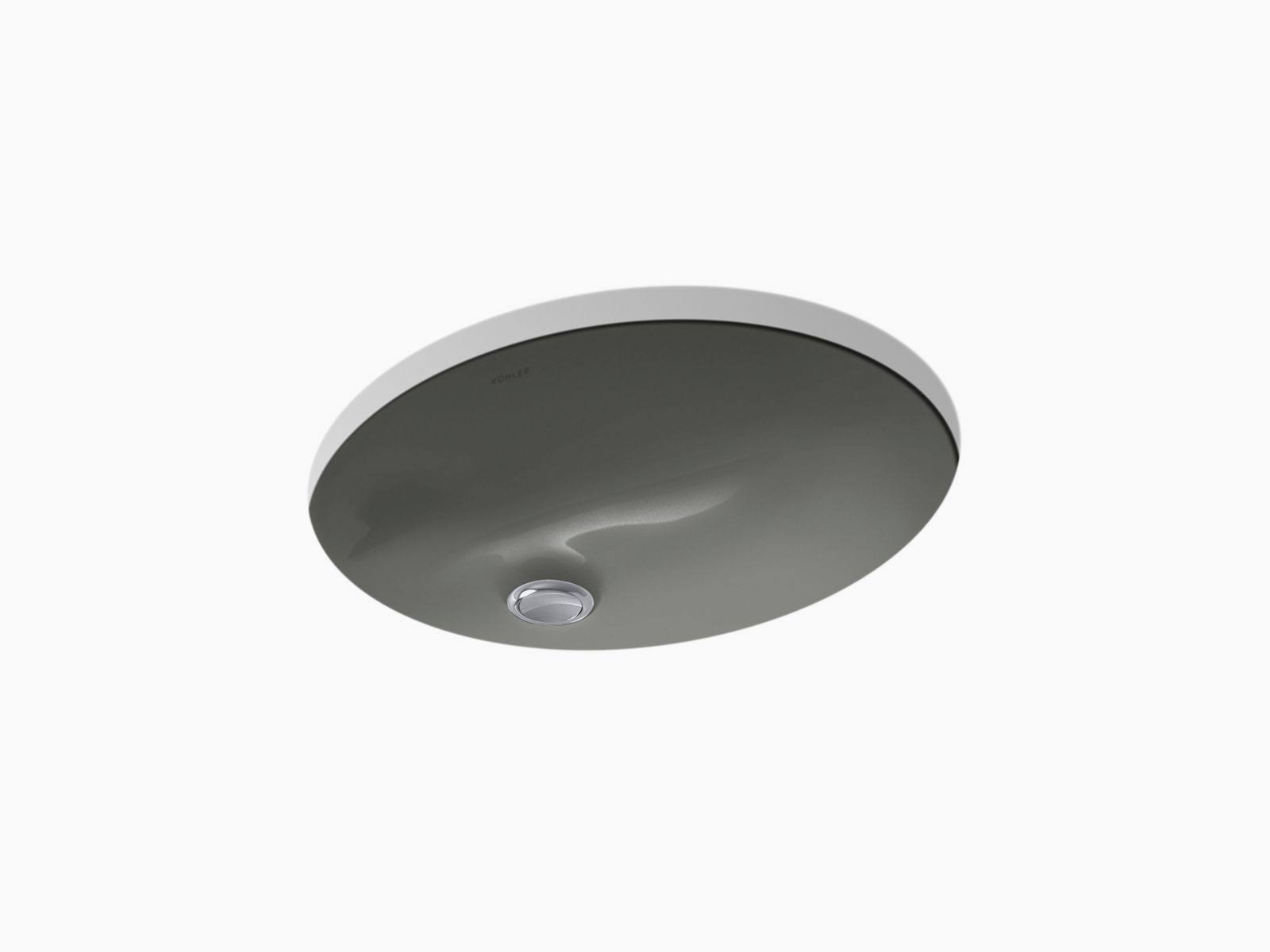 KOHLER K-2209-58 Caxton 15x22 X 12x22 Under-Mount Bathroom Sink with Clamp Assembly - Thunder Grey