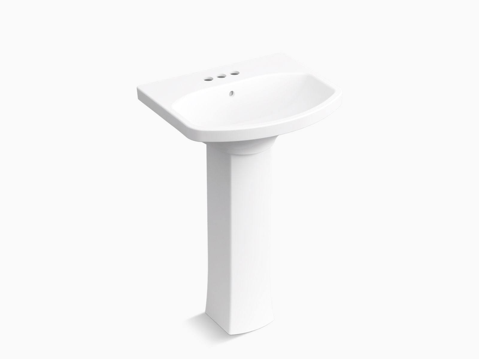 Elmbrook 24 in. Pedestal Sink in White with 4 in. Centerset Faucet Holes
