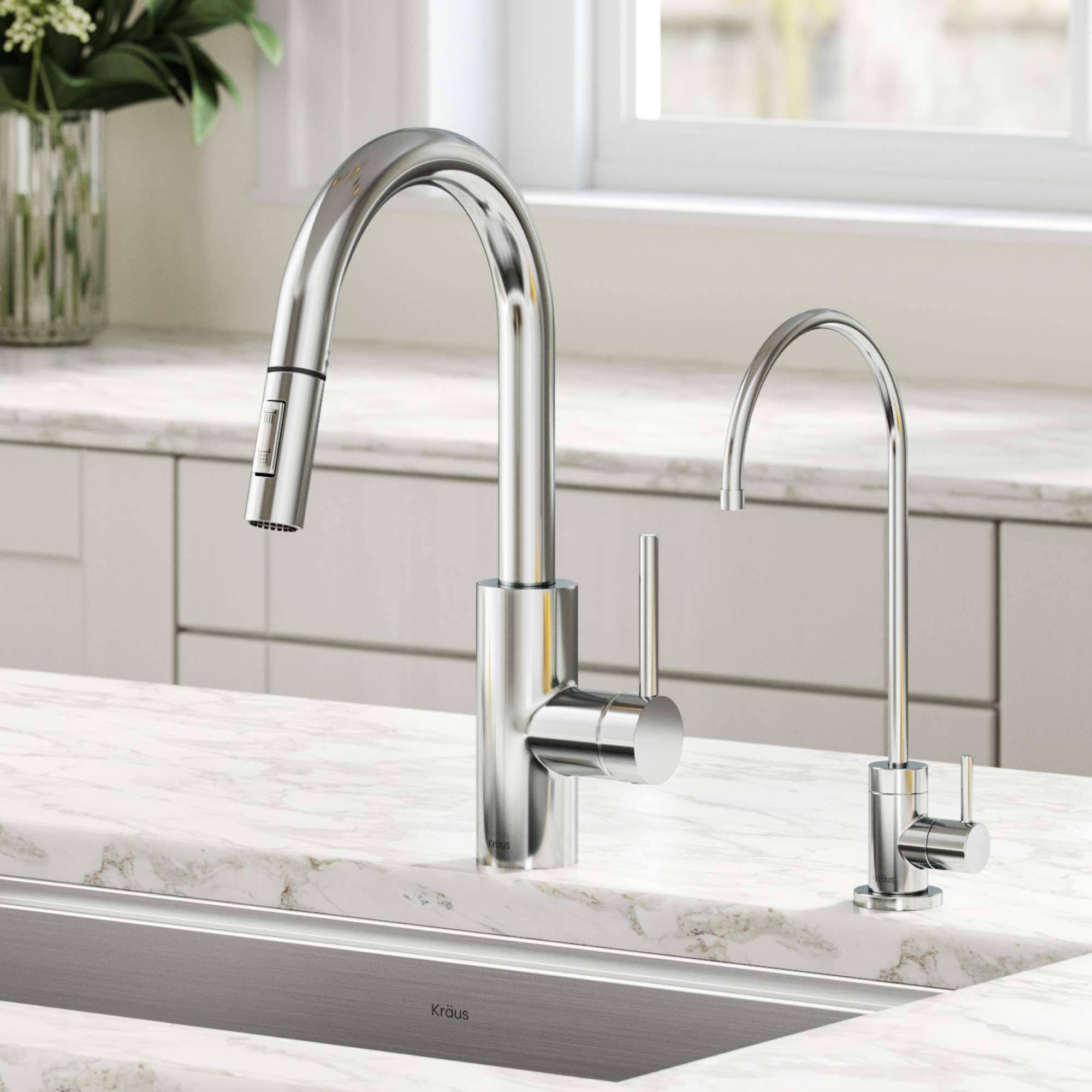 Kraus Oletto Pull-Down Kitchen Faucet and Purita Water Filter Faucet Combo - Chrome KPF-2620-FF-100CH