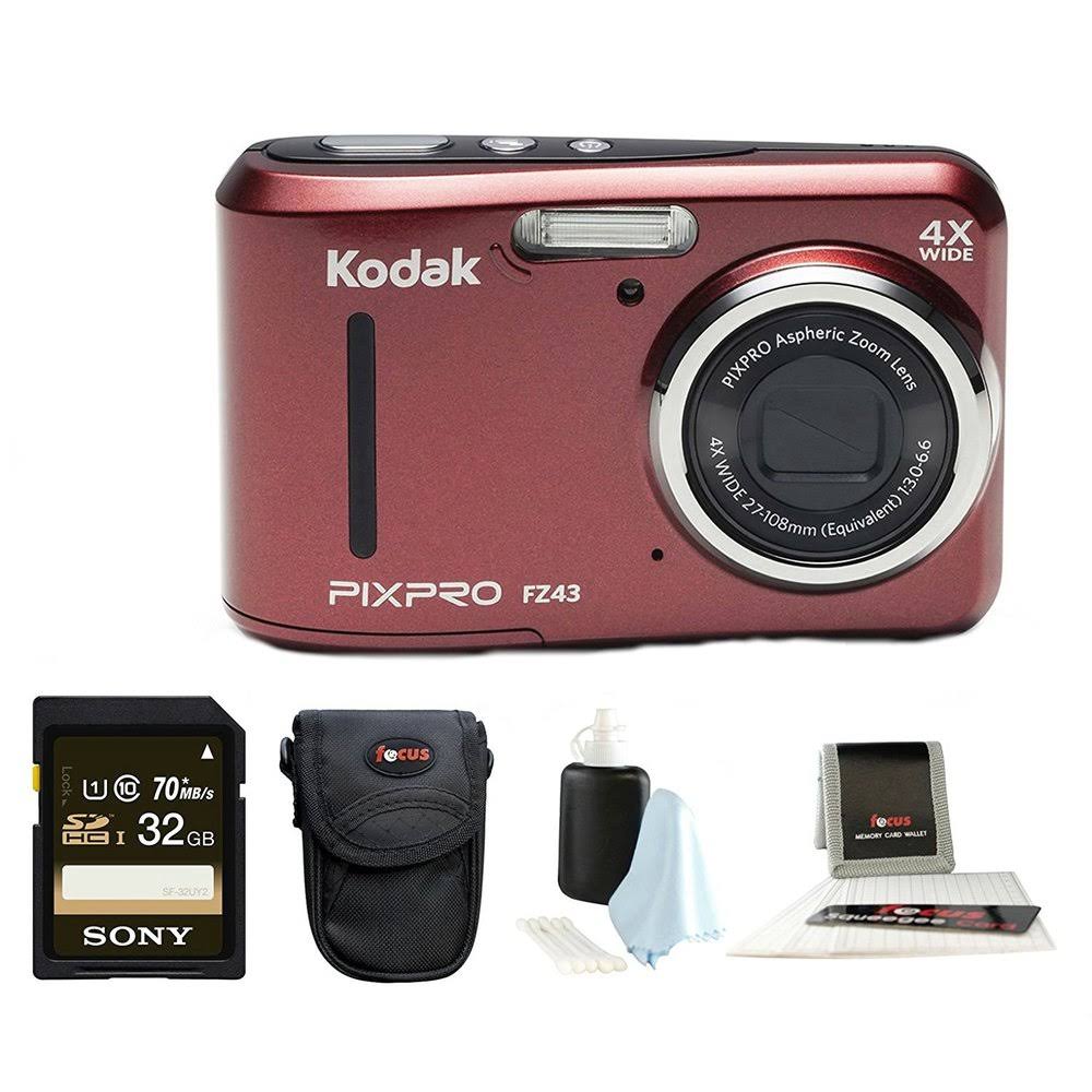 Kodak Pixpro Friendly Zoom Fz43 Red + Sony 32GB Class 10 70mb/s Sdhc