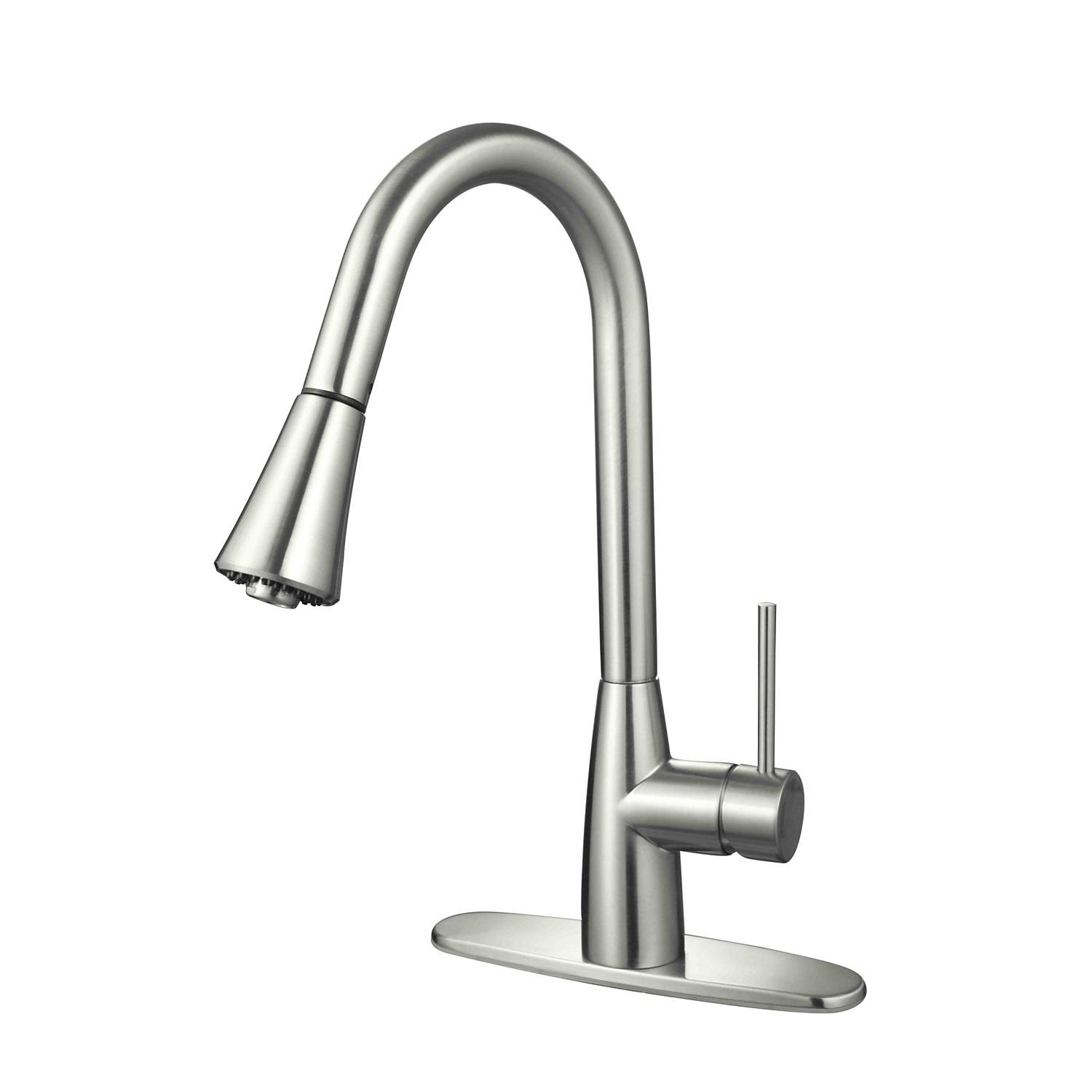 Hardware House 16-3002 Gooseneck Single Handle Kitchen Faucet Brushed Nickel