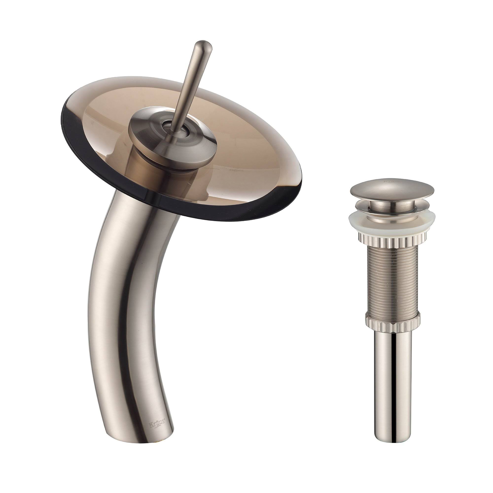 Kraus Waterfall Satin Nickel Bathroom Faucet with Drain KGW-1700