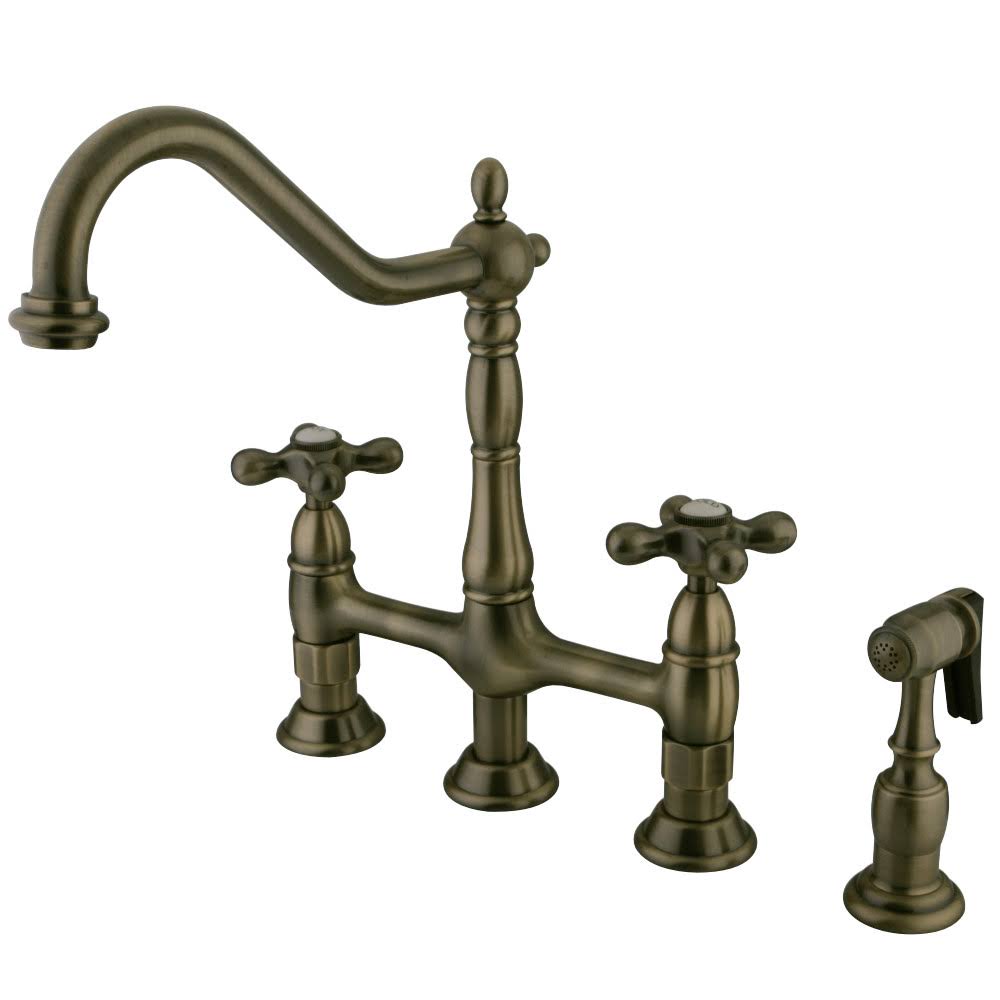 Kingston Brass KS1273AXBS Heritage Kitchen Faucet with Brass Sprayer,