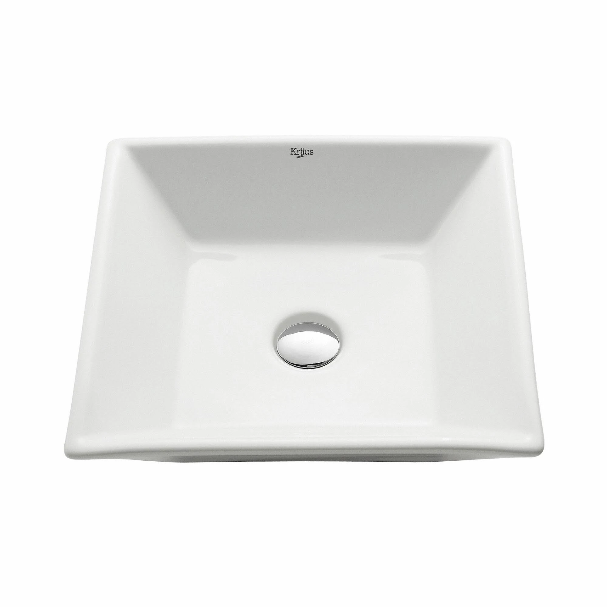 Kraus KCV-125 White Square Ceramic Bathroom Sink