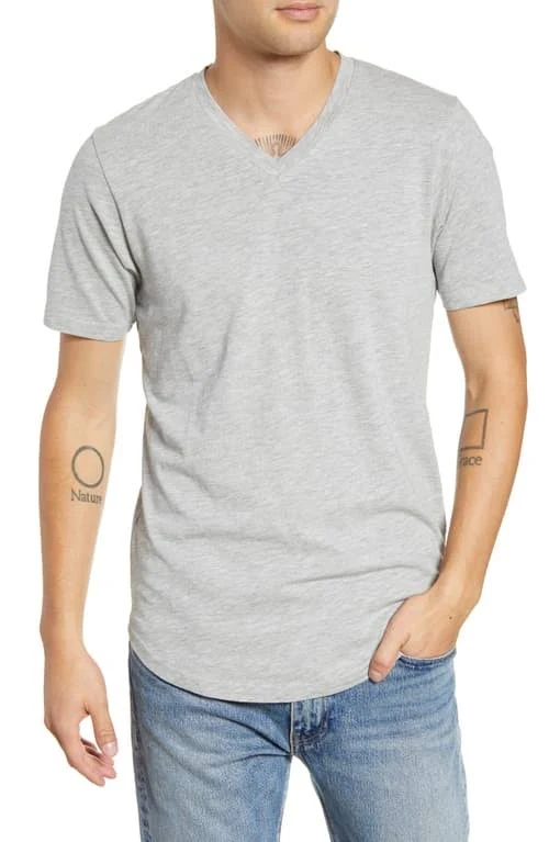 Men&s Goodlife Slub Scallop V-Neck T-Shirt, Size Large - Black