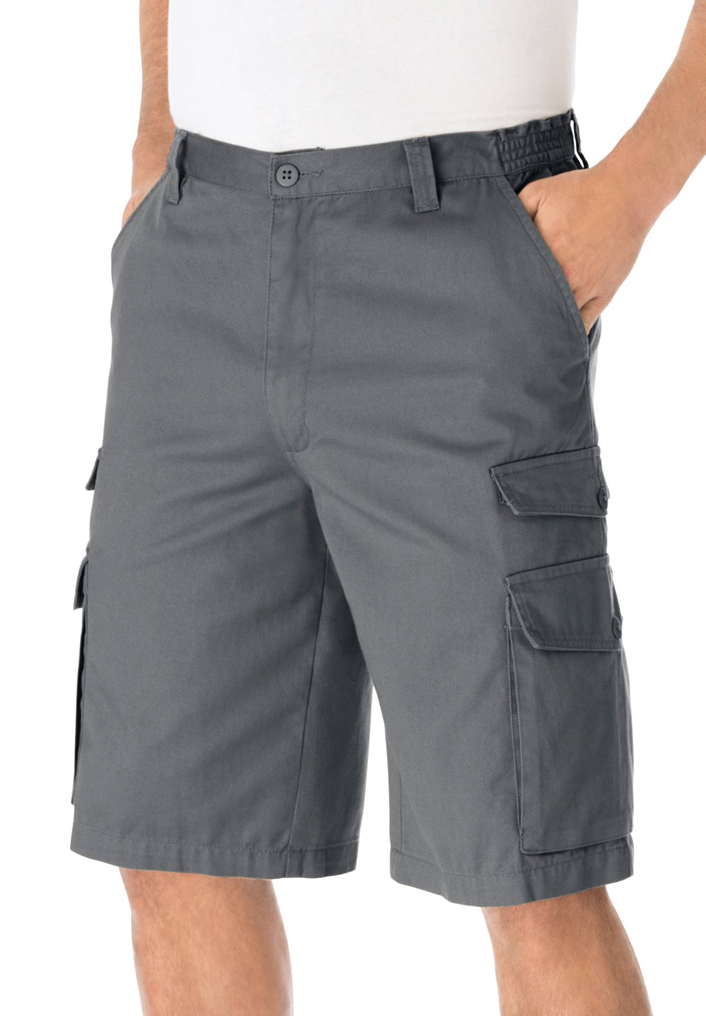 Men&s Big u0026 Tall 12x22 Cargo Shorts by KingSize in Steel (Size 42)