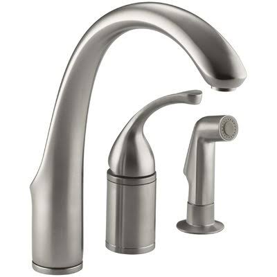 Kohler Forté 3-Hole Remote Valve Kitchen Sink Faucet with 9x22 Spout with Matching Finish Sidespray Finish: Vibrant Stainless