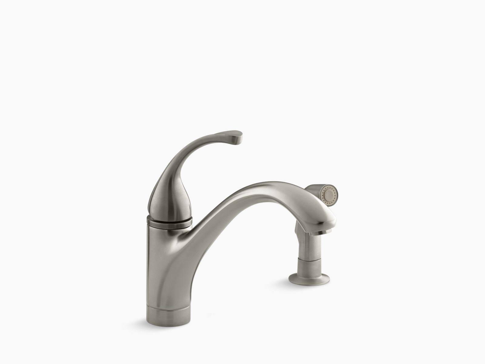Kohler K-10416-BN Vibrant Brushed Nickel Forte Single Control Kitchen Faucet with Sidespray