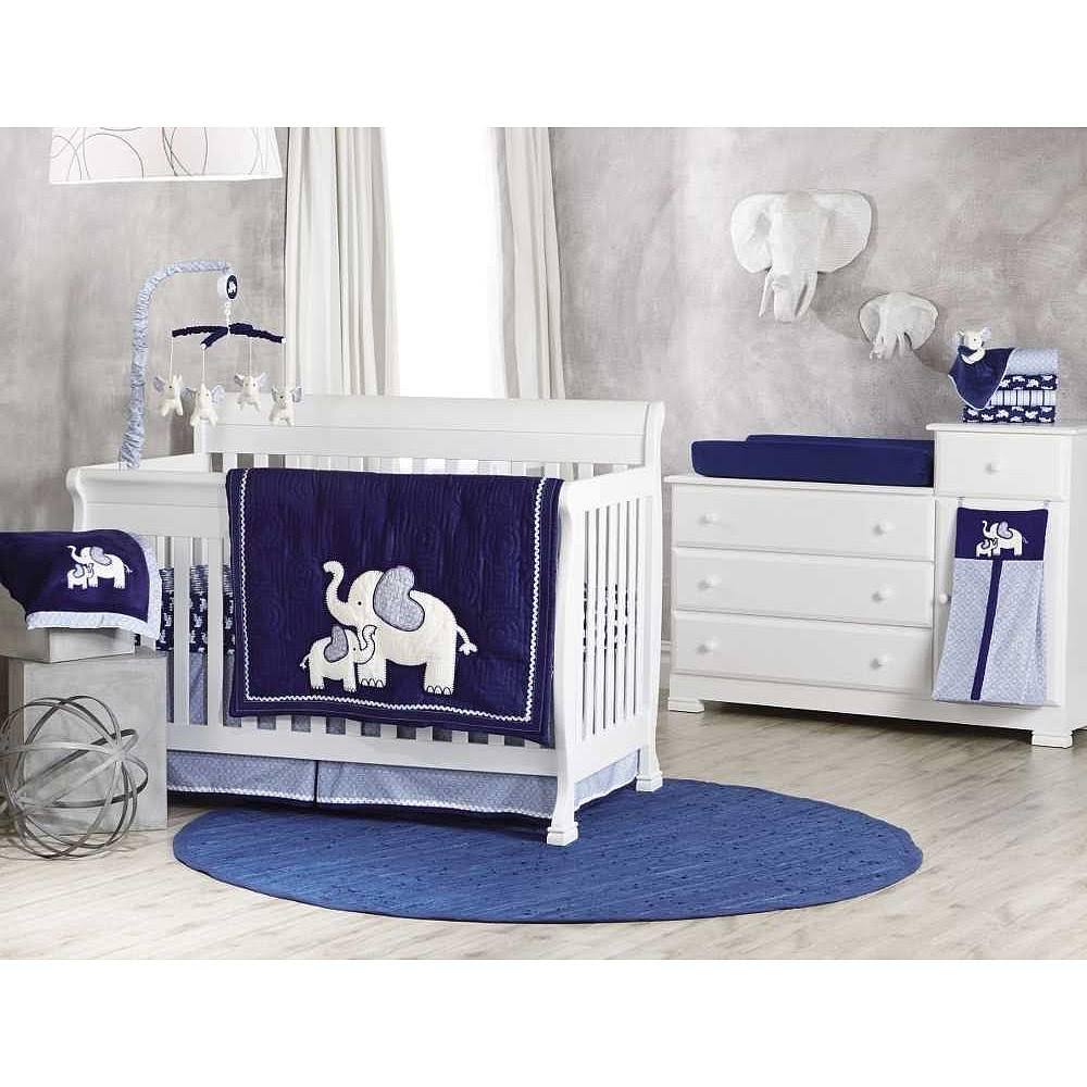 Koala Baby First Love 4 Piece Crib Bedding Set - Elephant - Navy/Light Blue