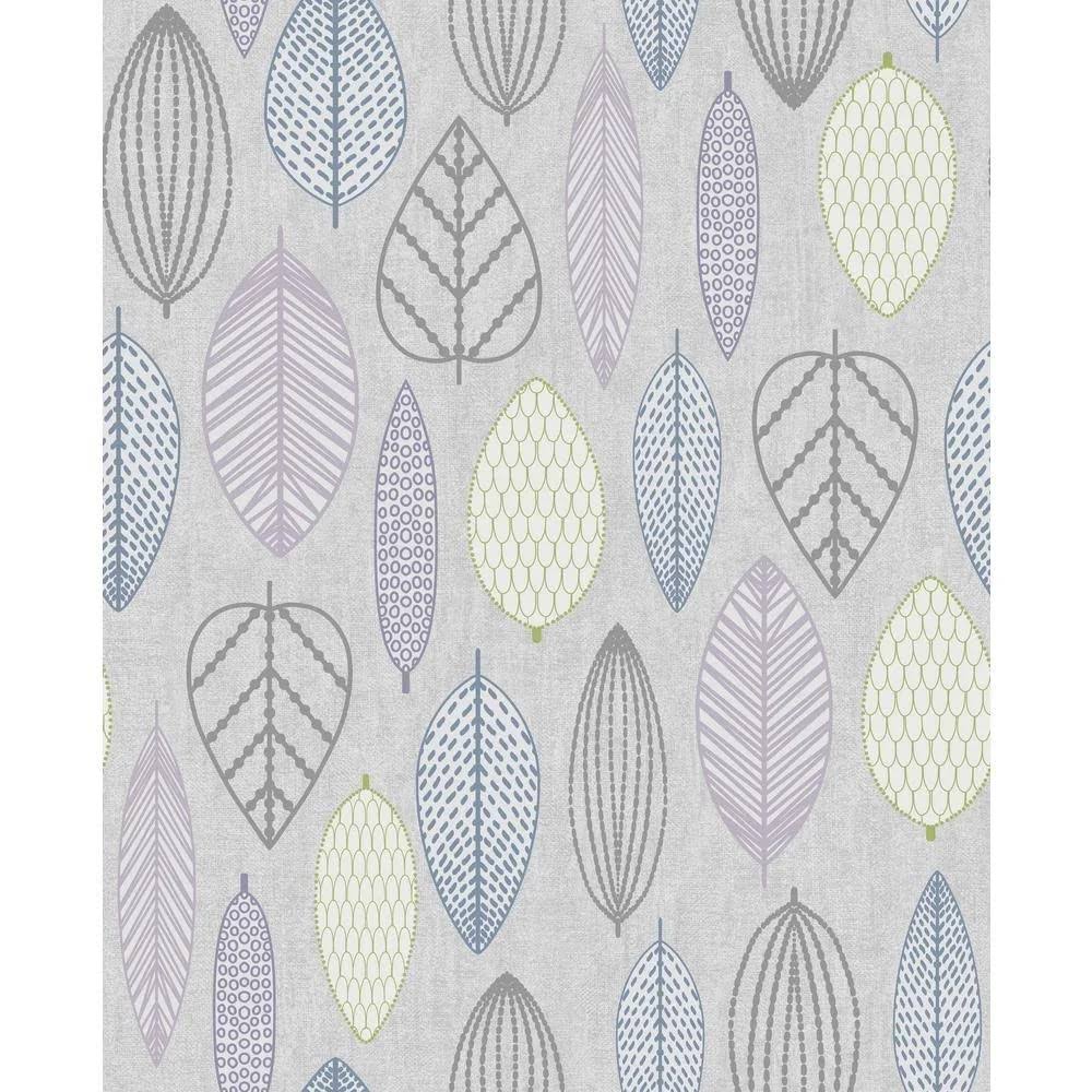 Graham u0026 Brown Scandi Leaf Lilac Wallpaper