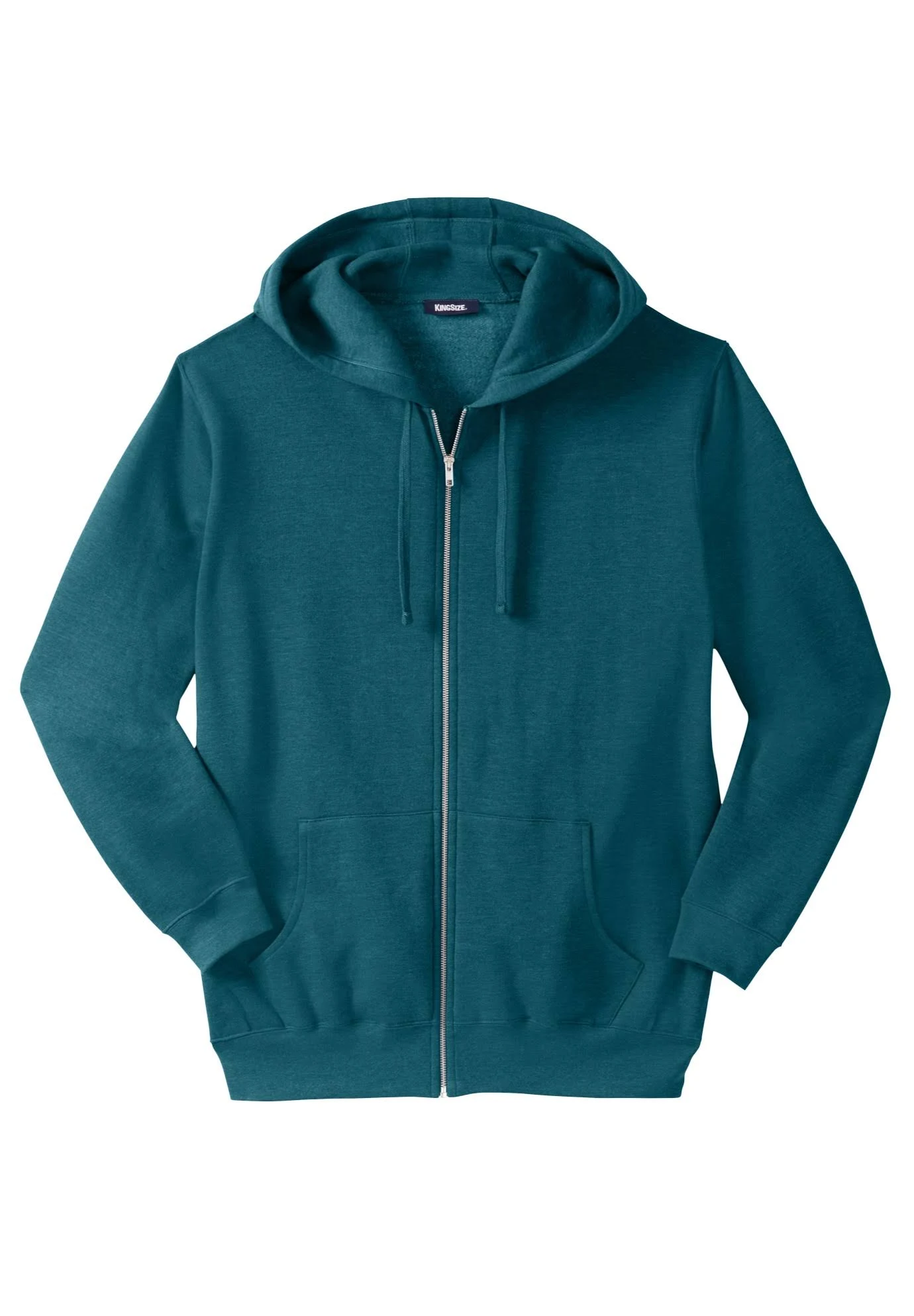 Men&s Big u0026 Tall Fleece Zip-Front Hoodie by KingSize in Heather Midnight Teal (Size 6XL)