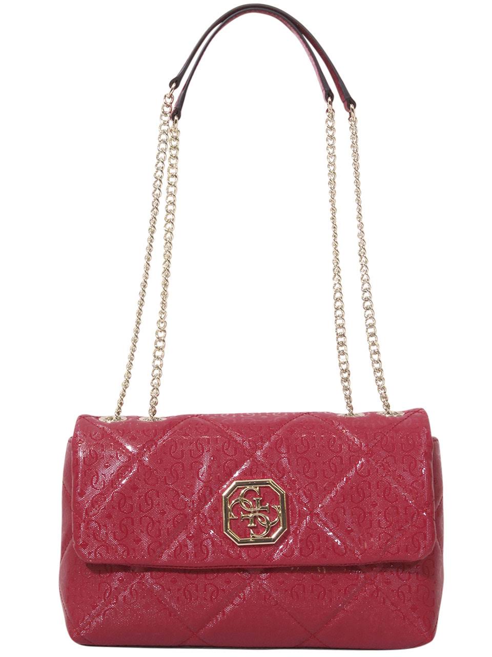 Guess Dilla Quilted Logo Convertible Flap Crossobdy - Berry