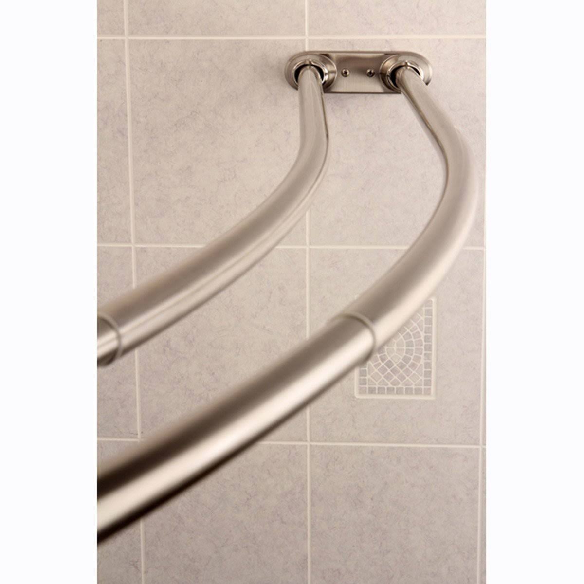 Kingston Brass Curved Adjustable Double Shower Brushed Nickel Curtain Rod