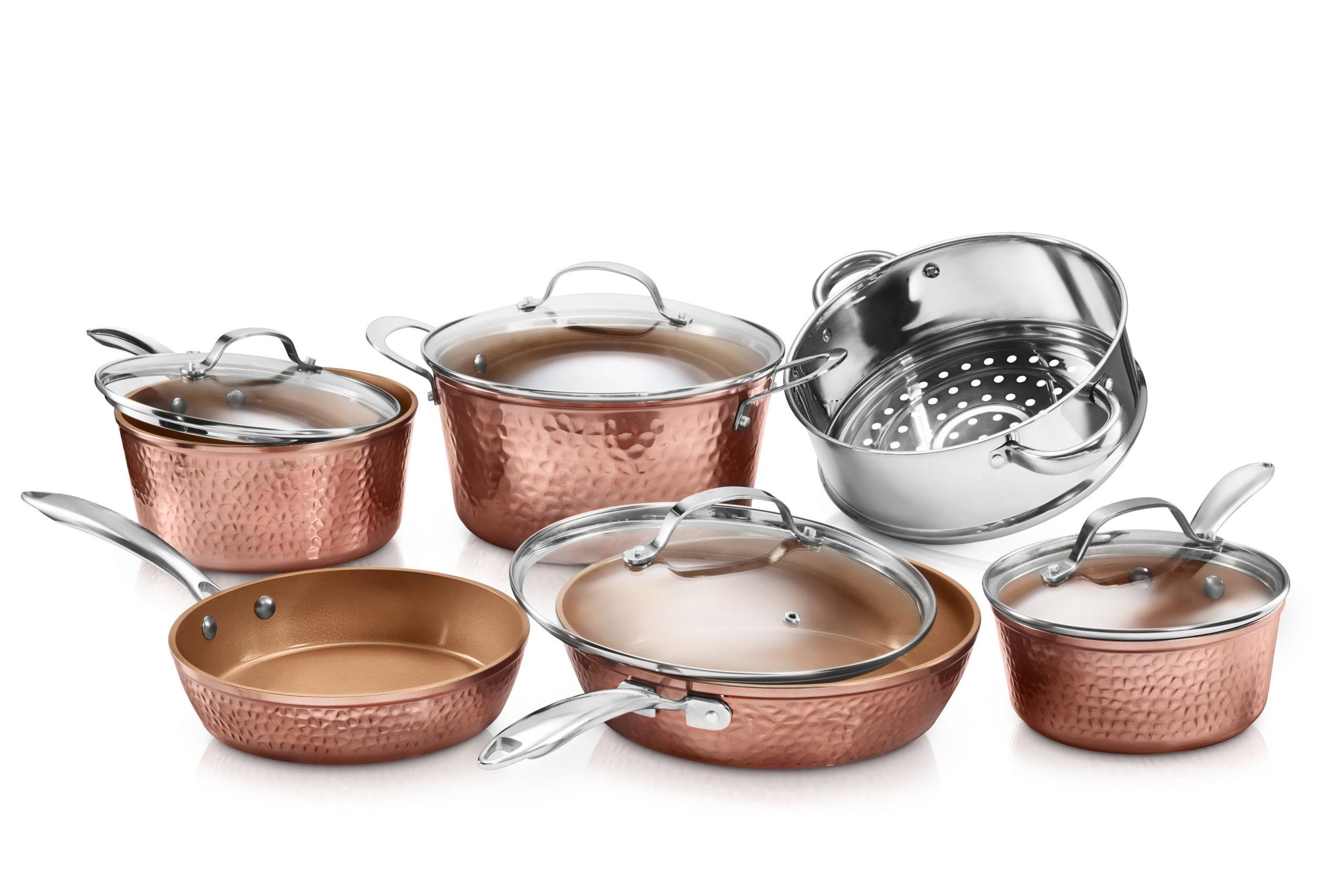 Gotham Steel Hammered Nonstick Aluminum 10-Piece Cookware Set - Copper
