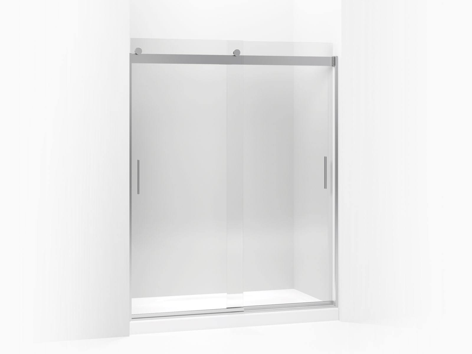 KOHLER K-706009-L-SH Levity Sliding Shower Door with Crystal Clear Glass, Bright Silver
