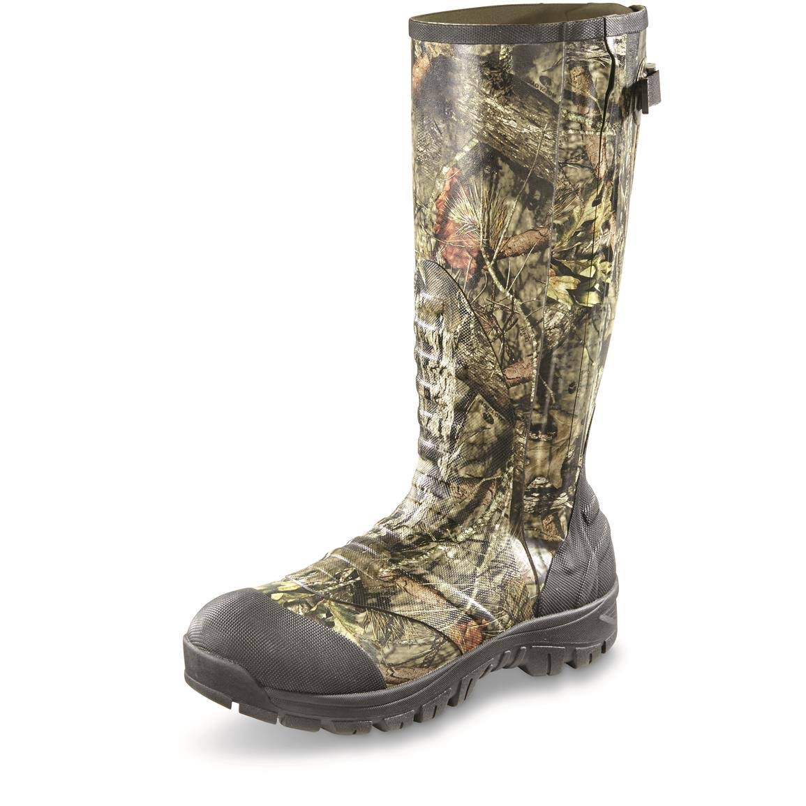 Rubber Hunting Boots: Guide Gear Men’s Side Zip Ankle Fit Insulated Boots 2000 Grams, 12D, Mossy Oak Break-Up Country, Men&s Siz