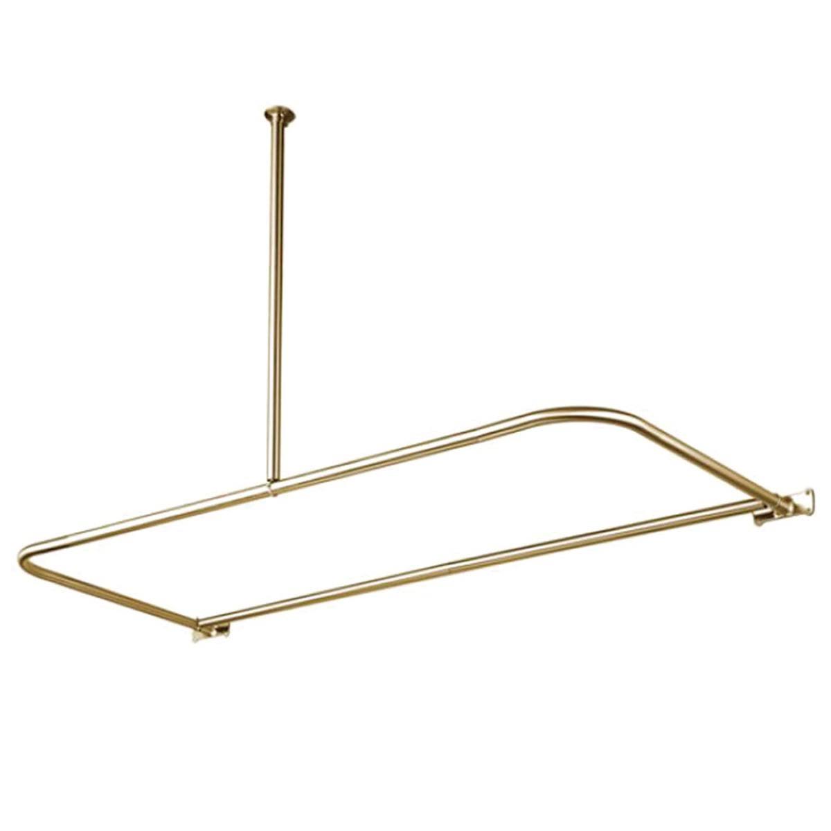 Kingston Brass Vintage D-Shaped Shower Curtain Enclosure, Polished Brass
