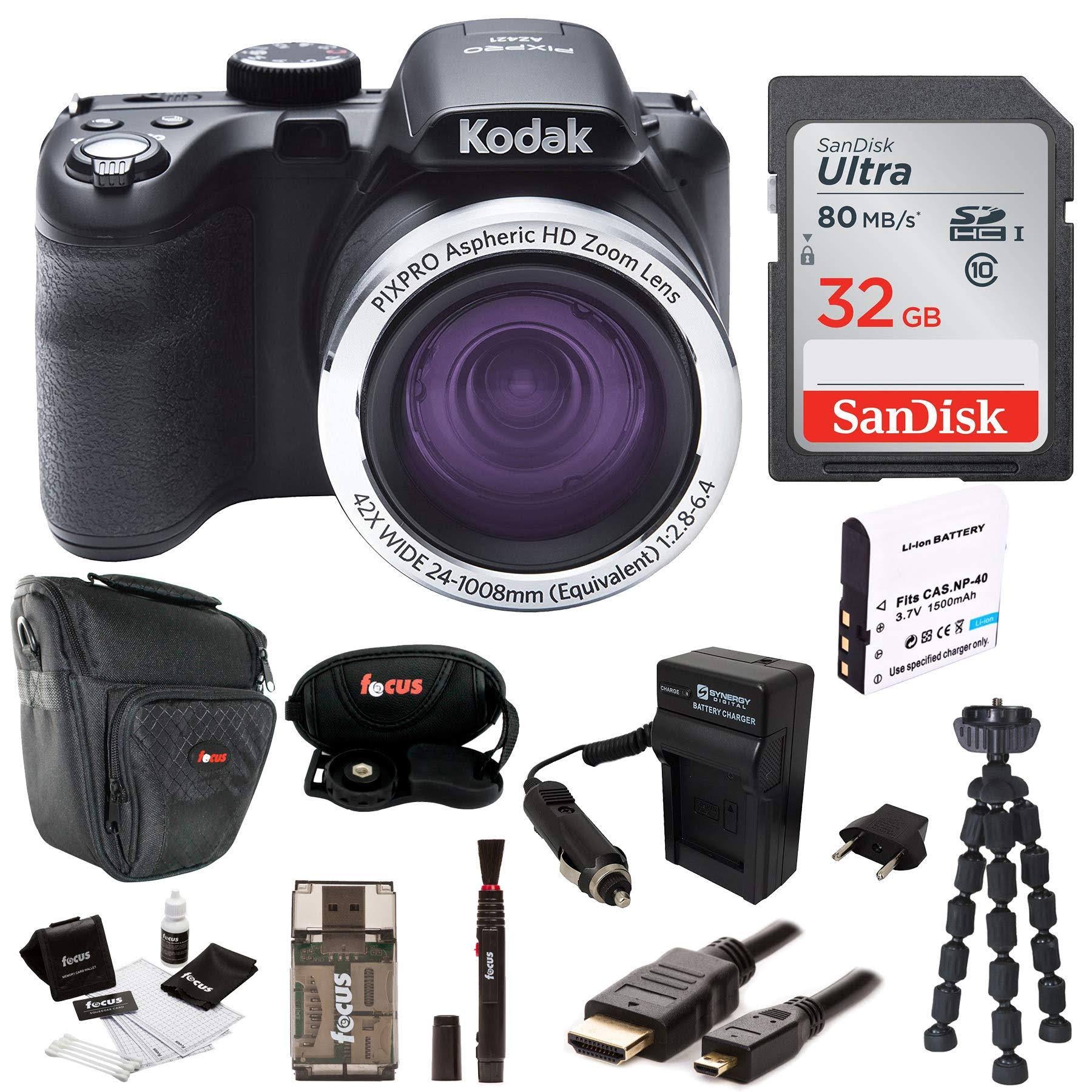 Kodak Pixpro Az421 Astro Zoom 16MP Digital Camera with 32 GB SD Card Bundle, Black