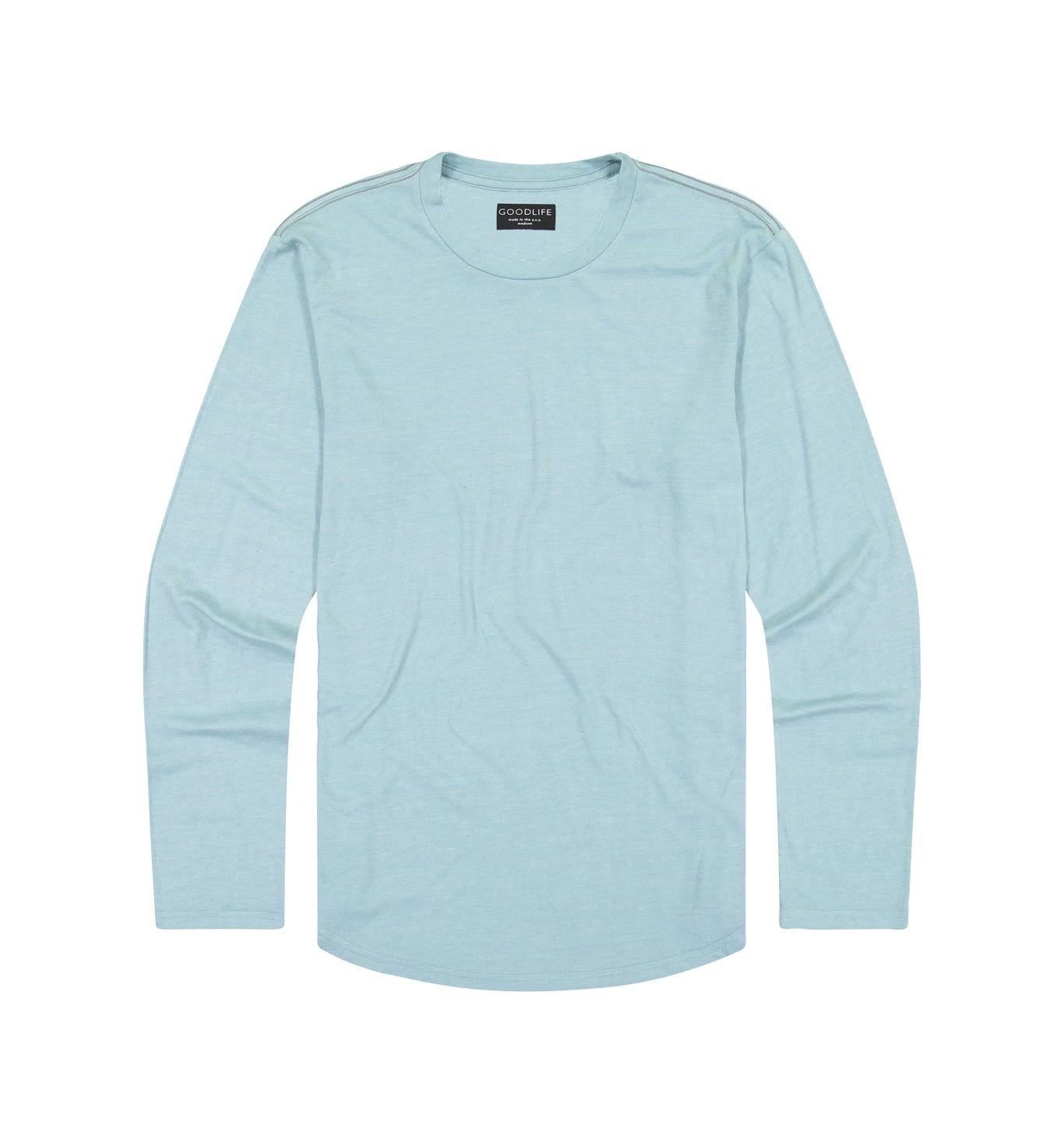 Goodlife Men&s Tri-Blend L/S Scallop Crewneck T-Shirt | Cameo Blue