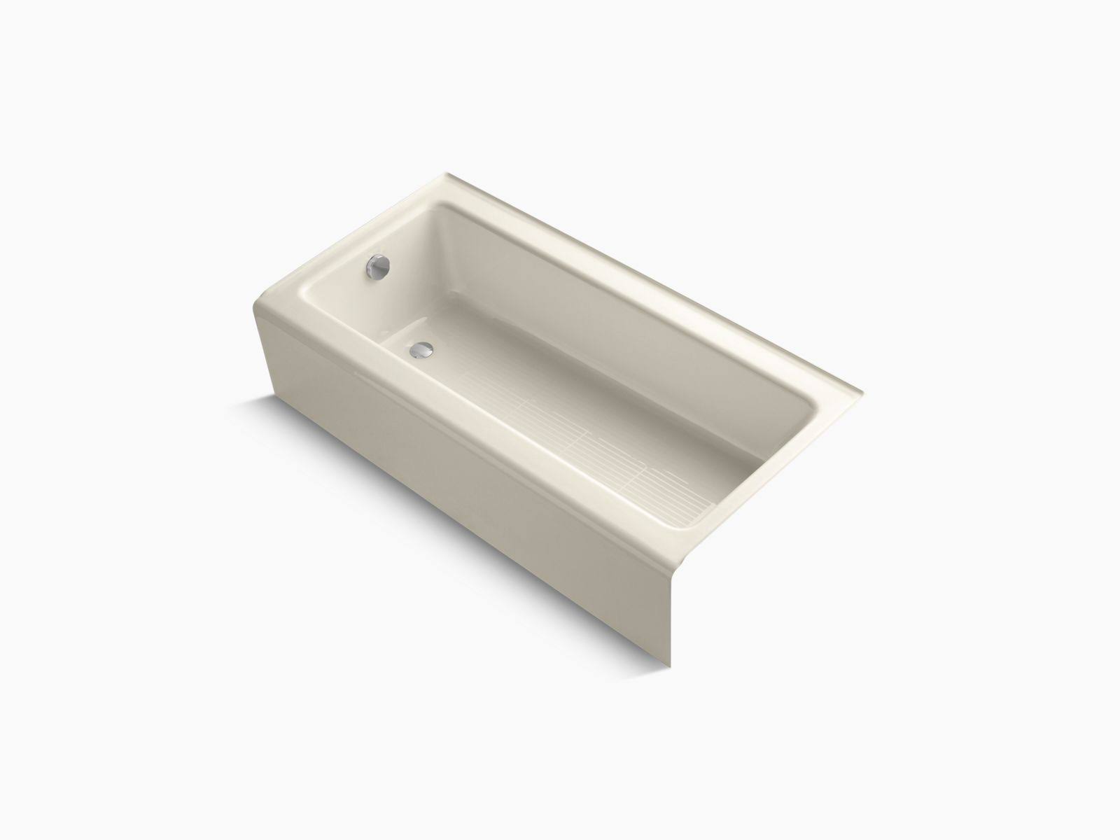 Kohler K-837-47 Bellwether 60x22 x 30x22 Alcove Bath with Integral Apron and Left-Hand Drain - Almond