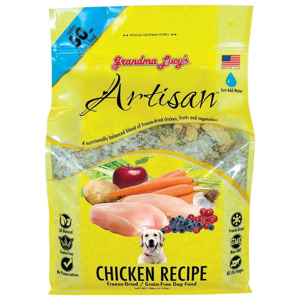 Grandma Lucy&s Freeze-Dried Grain-Free Artisan Chicken Dog Food 10lbs