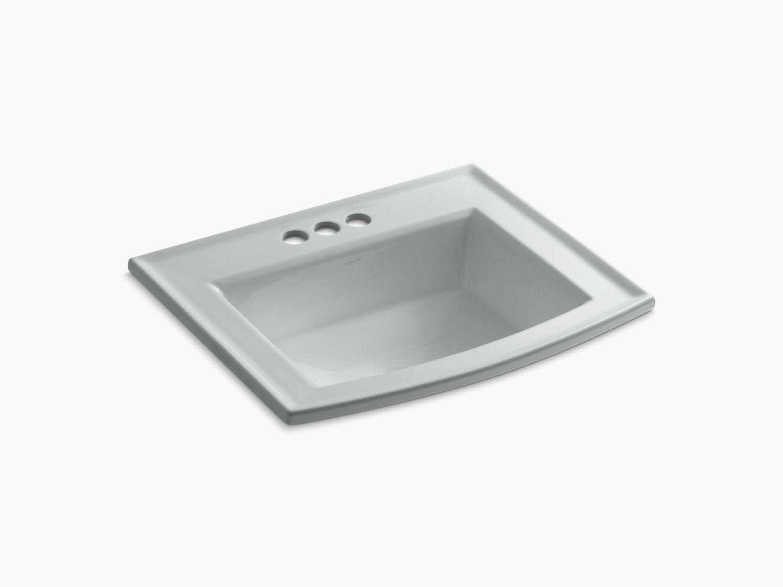 KOHLER K-2356-4-95 Archer Drop-In Bathroom Sink with 4 In. Centerset Faucet Holes, Ice Grey