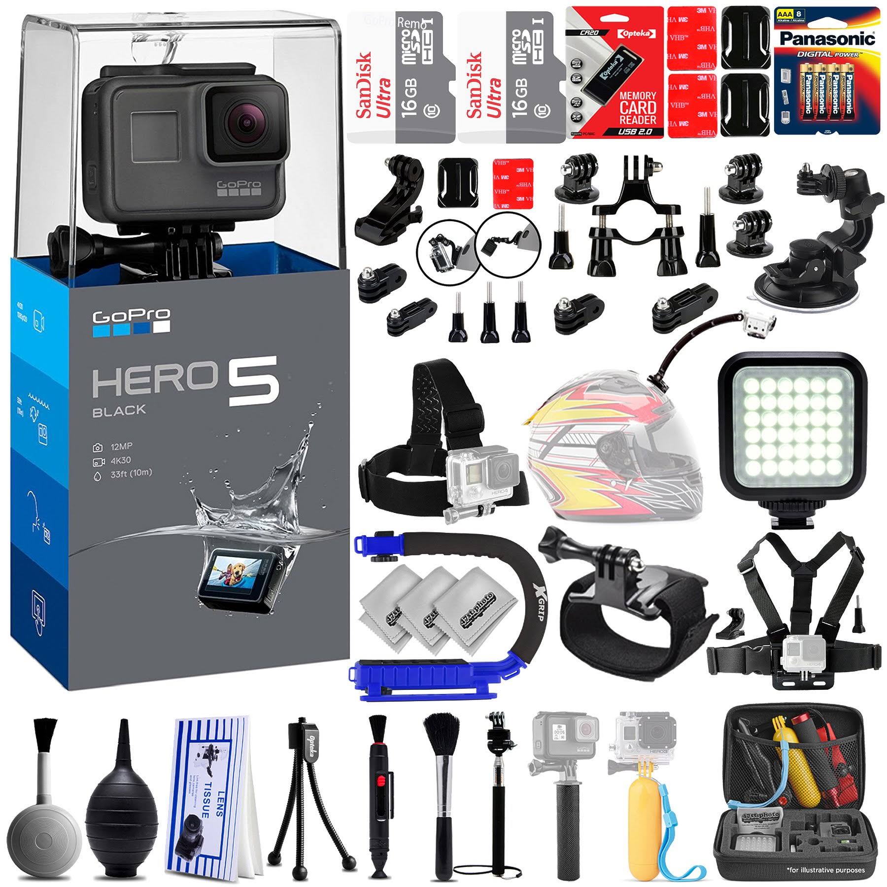 GoPro HERO5 Black Ultra HD Action Camera - 4K - 40 piece Sports Action Bundle