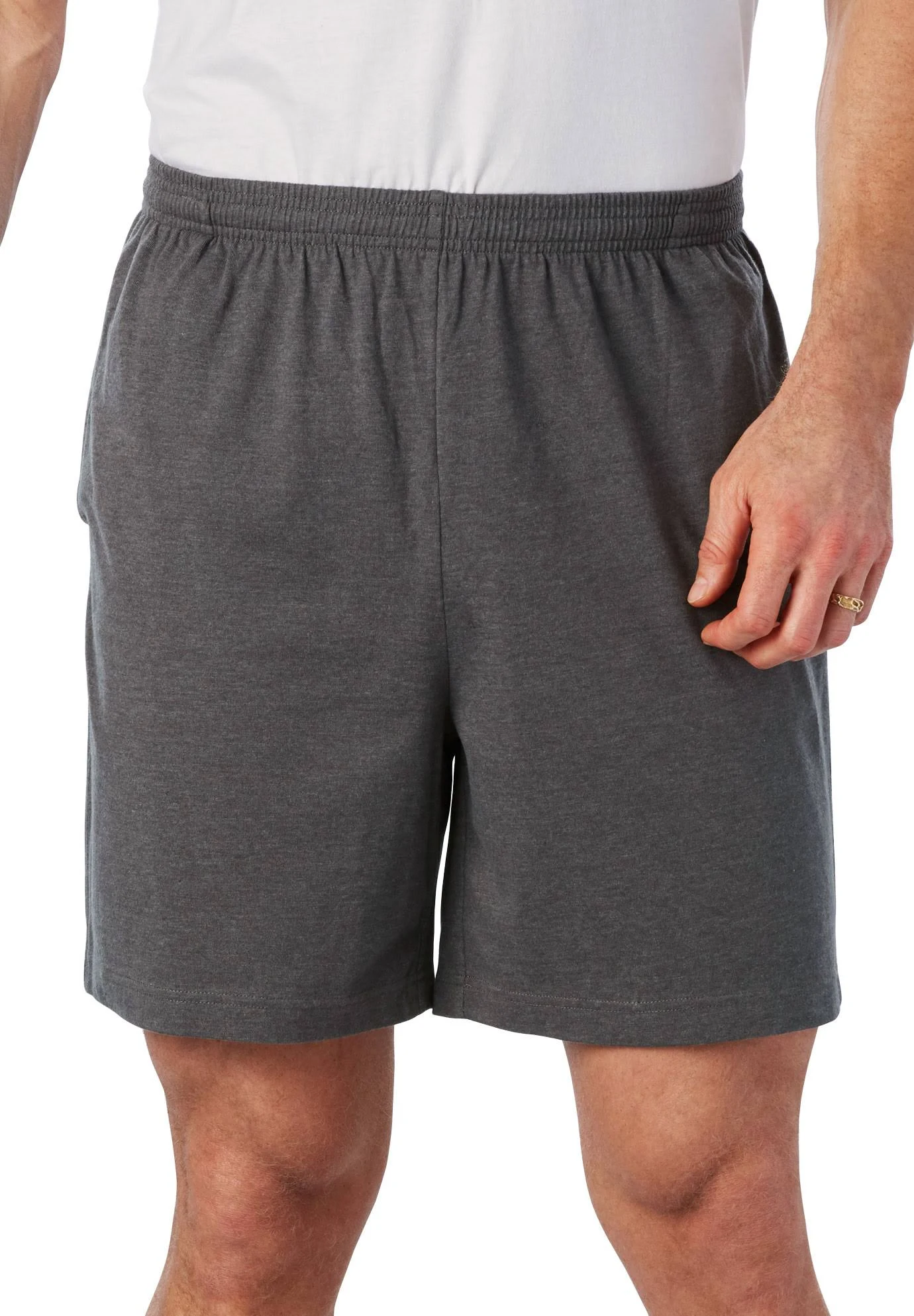 Men&s Big u0026 Tall Lightweight Jersey Shorts by KingSize in Heather Slate (Size 8XL)