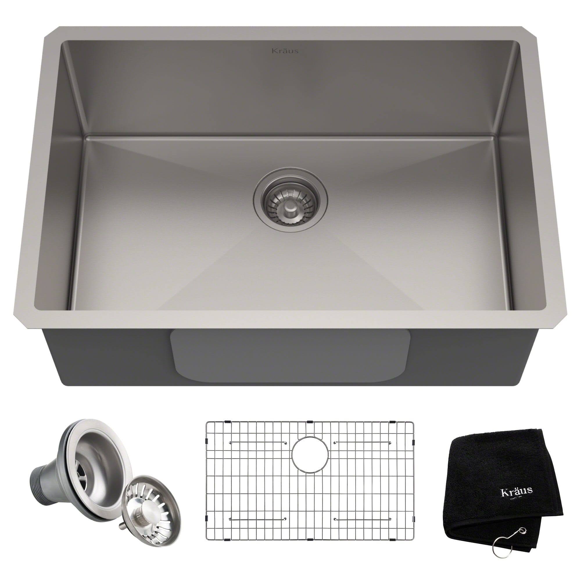 Kraus Standart Pro 28 inch Undermount Single Bowl Stainless Steel Kitchen Sink