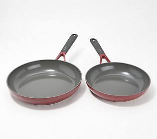 GreenPan Simmerlite Nonstick 9.5x22 u0026 11x22 Fry Pan Set ,Red