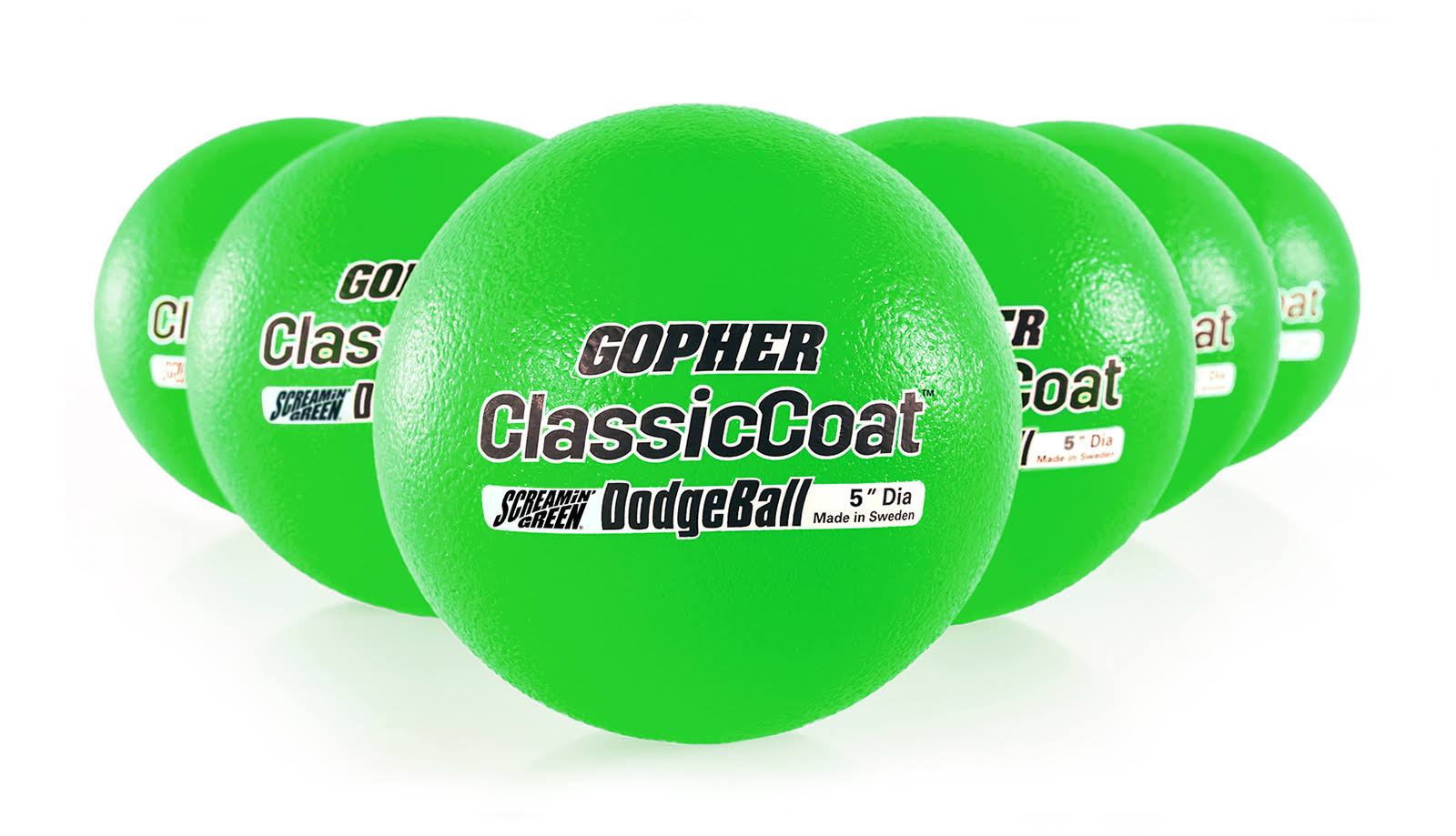 Rainbow ClassicCoat Dodgeballs - Screamin& Green 5x22 Diameter Set of 6
