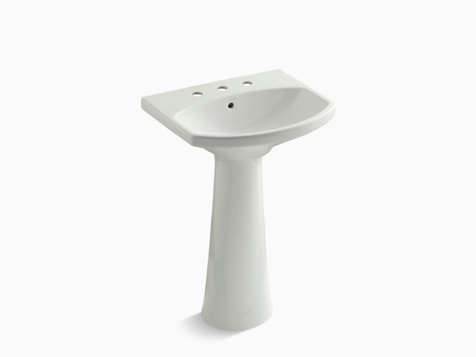 KOHLER K-2362-8-NY Cimarron Pedestal Bathroom Sink with 8 In. Widespread Faucet Holes, Dune