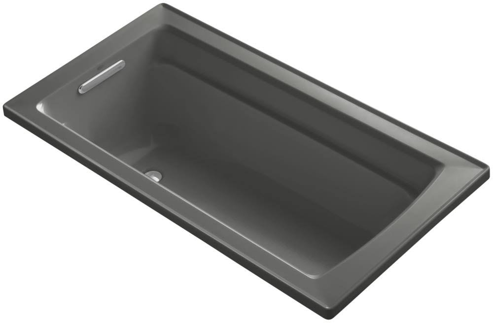 KOHLER K-1123-58 Archer 60 In. x 32 In. Drop-In Bath with Reversible Drain, Thunder Grey