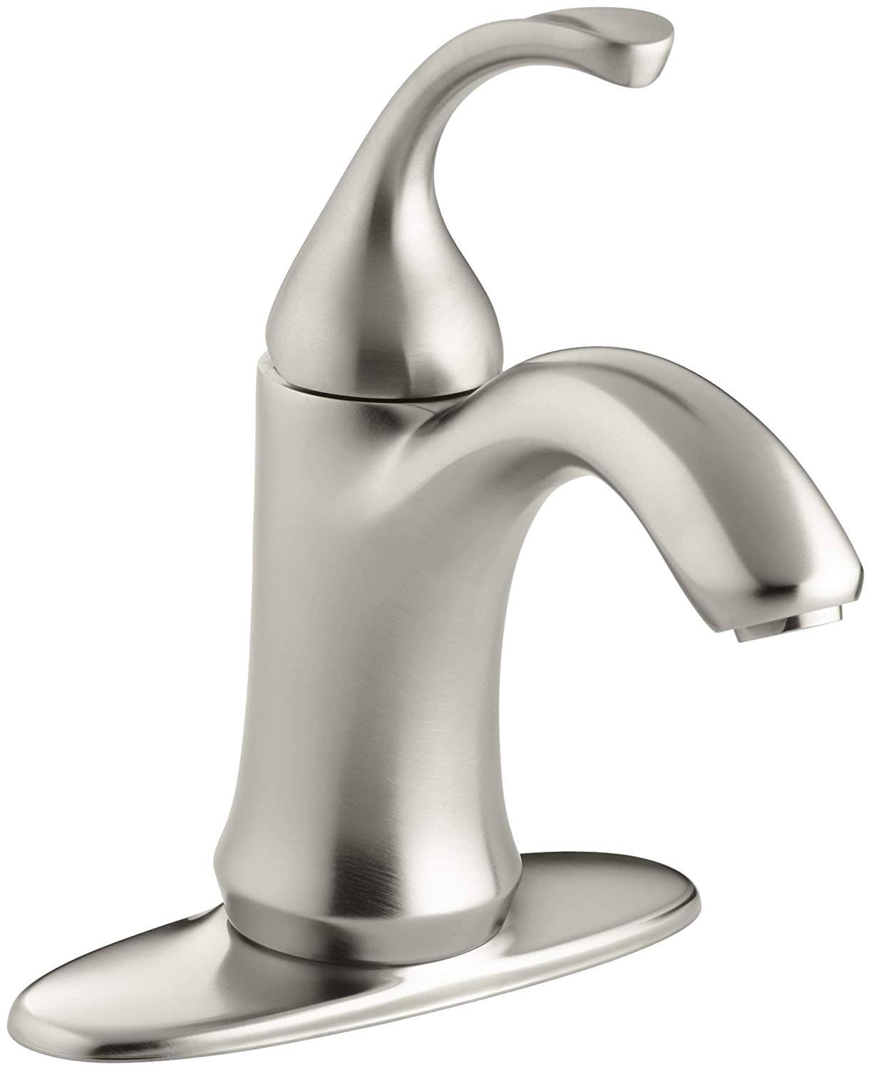 Kohler Forte K-10215-4-BN Single Handle Single Hole or Centerset Bathroom Faucet with Metal Drain Assembly in Brushed Nickel
