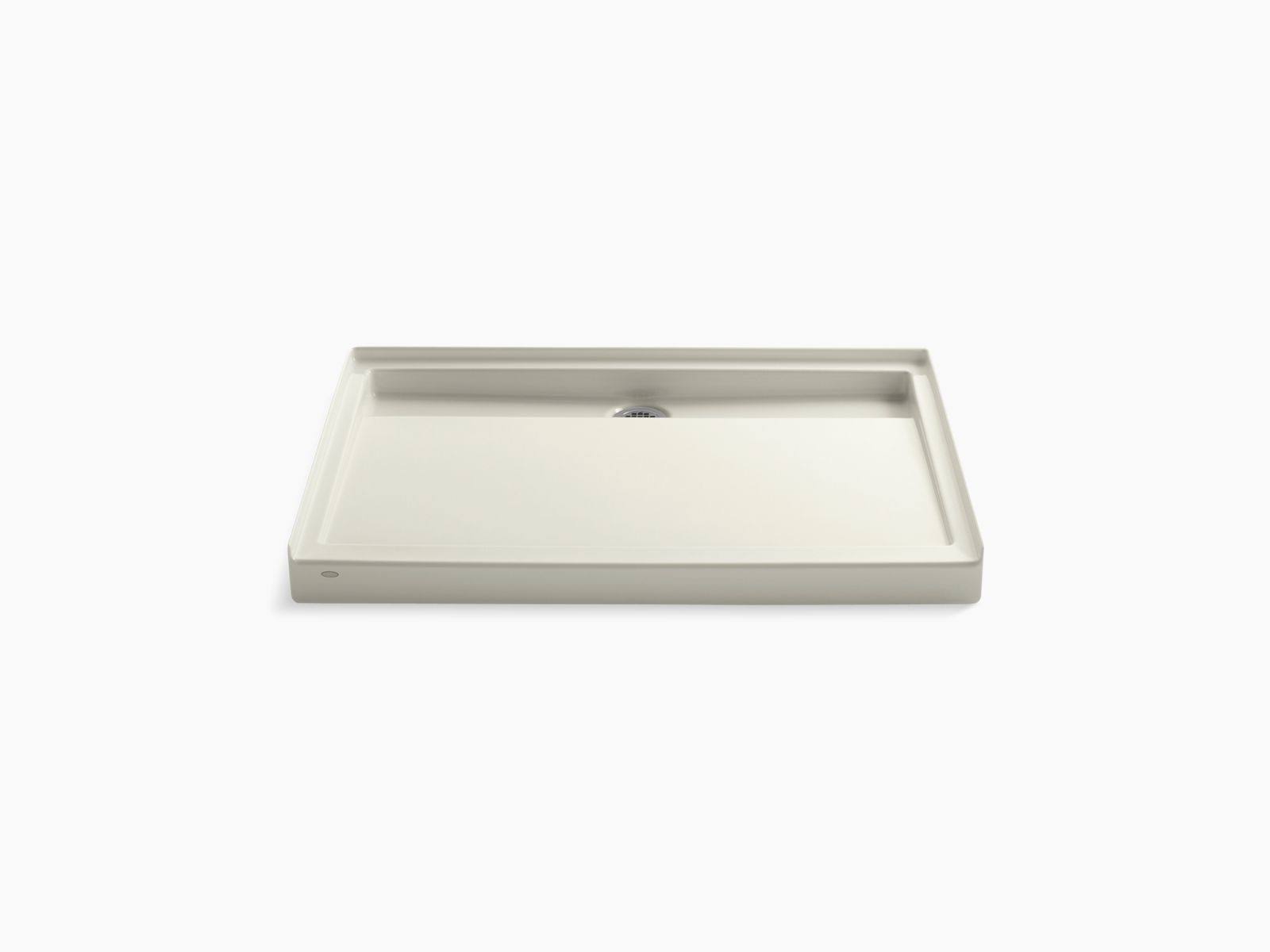KOHLER K-9925-96 Groove 48 In. x 36 In. Single Threshold Rear Center Drain Shower Base, Biscuit