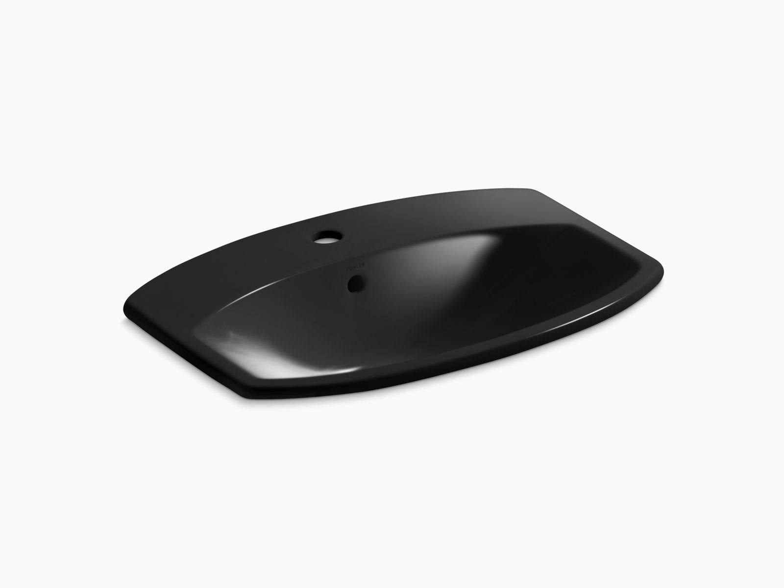 Kohler K-2351-1-7 Cimarron Drop-In Bathroom Sink with Single Faucet Hole - Black