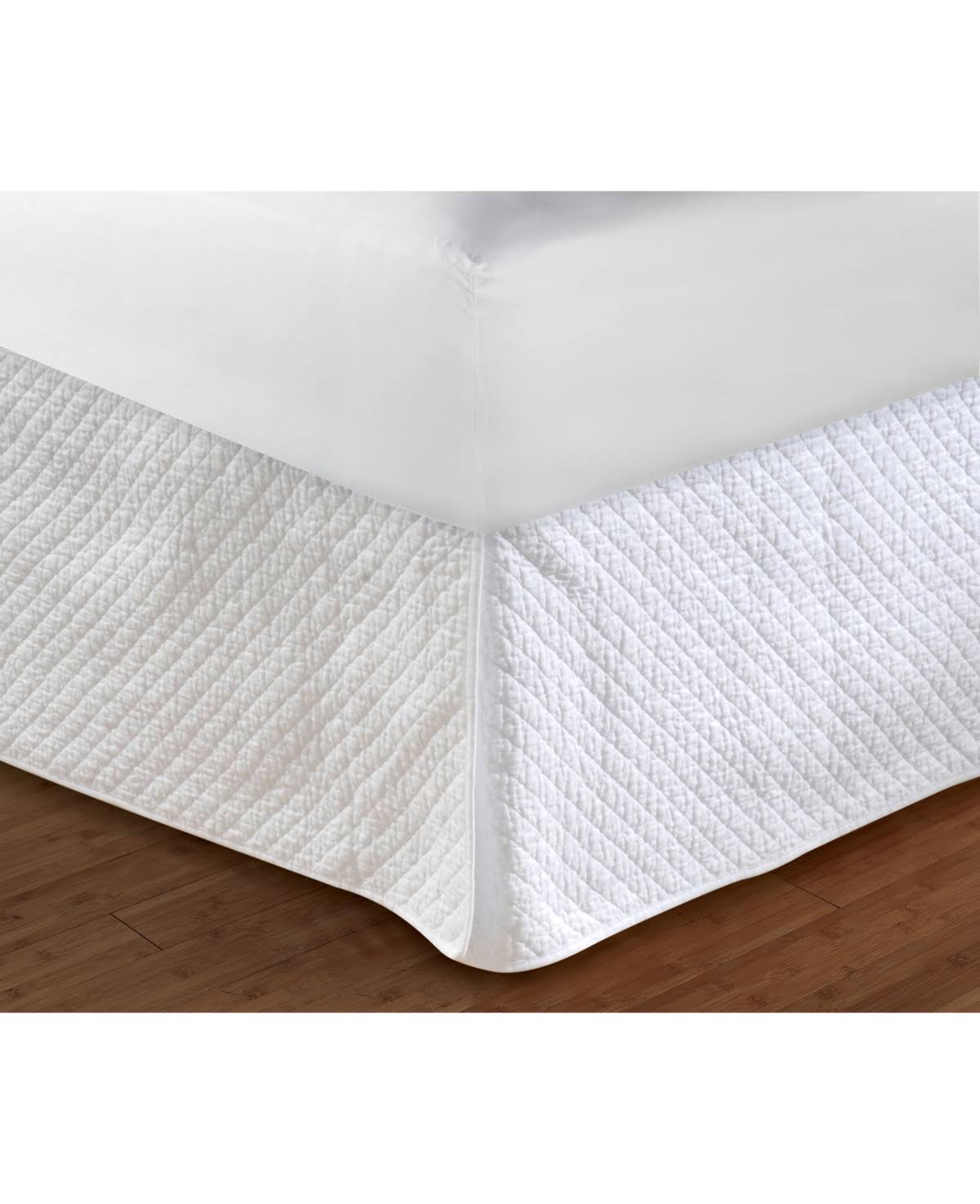 Greenland Home Diamond Quilted Bed Skirt, Full, White