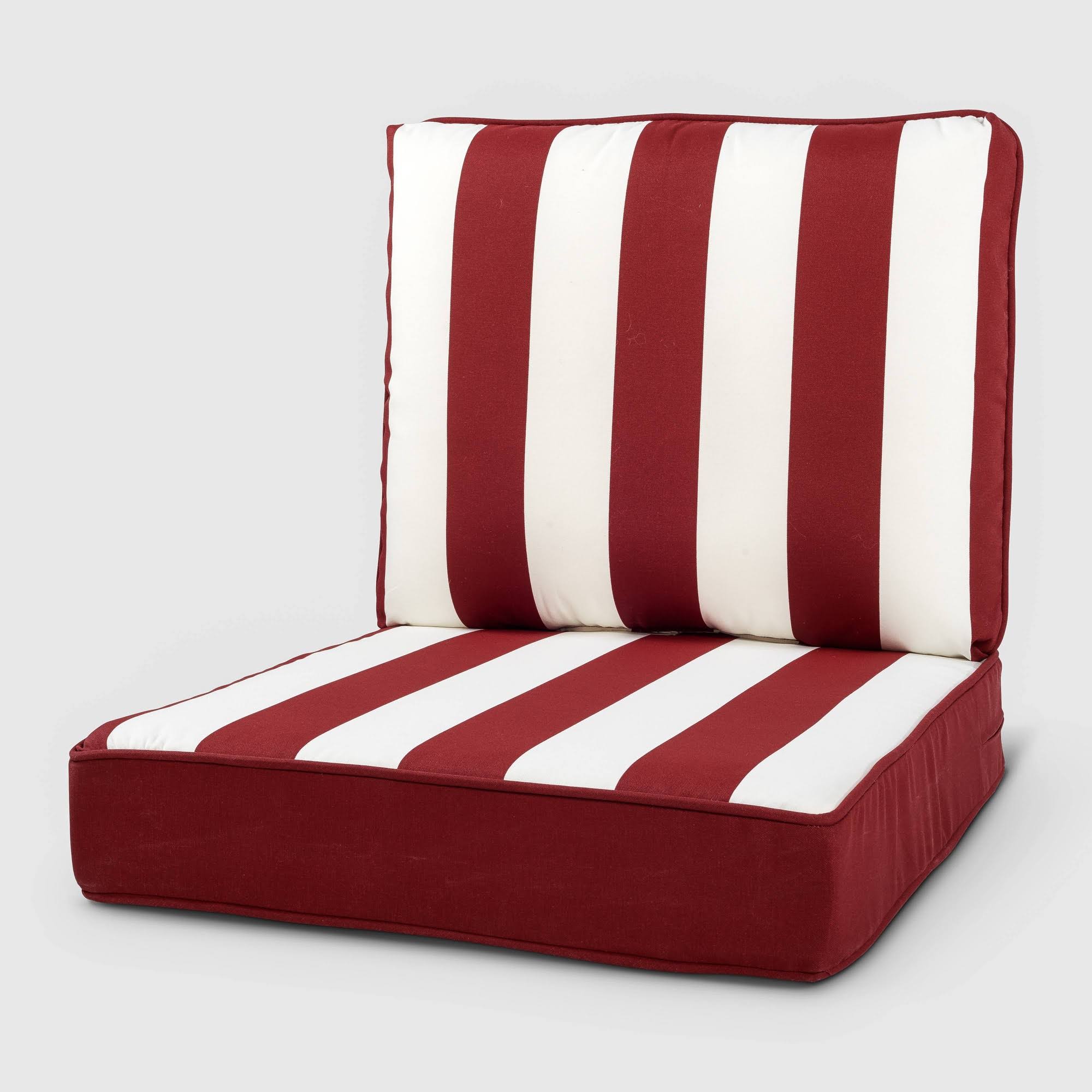 Rolston 2pc Outdoor Replacement Chair Cushion Set Red/White Stripe - Haven Way
