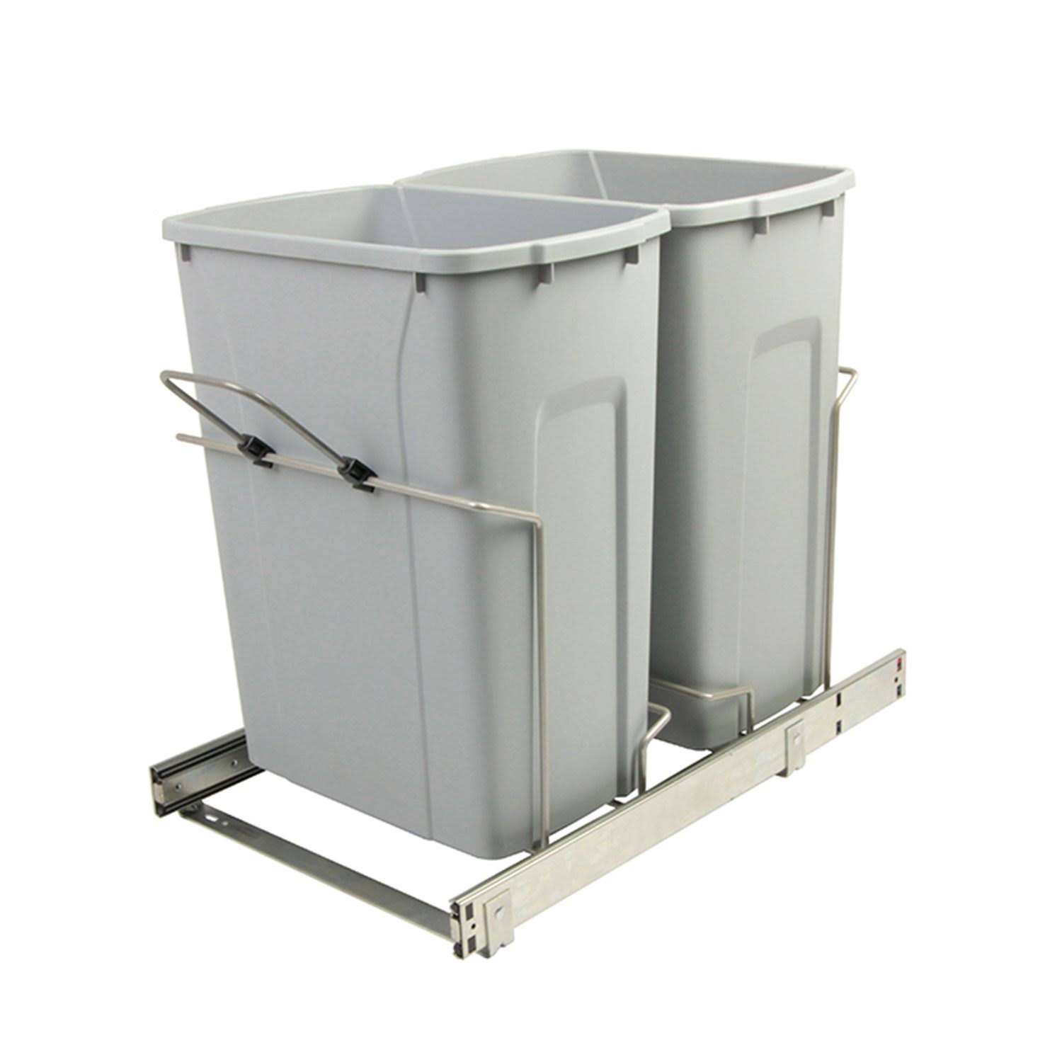 Knape u0026 Vogt KV Fescb15 2 20pt Soft Close Bottom Mount Waste Bins Double Bin 20qt Platinum, P
