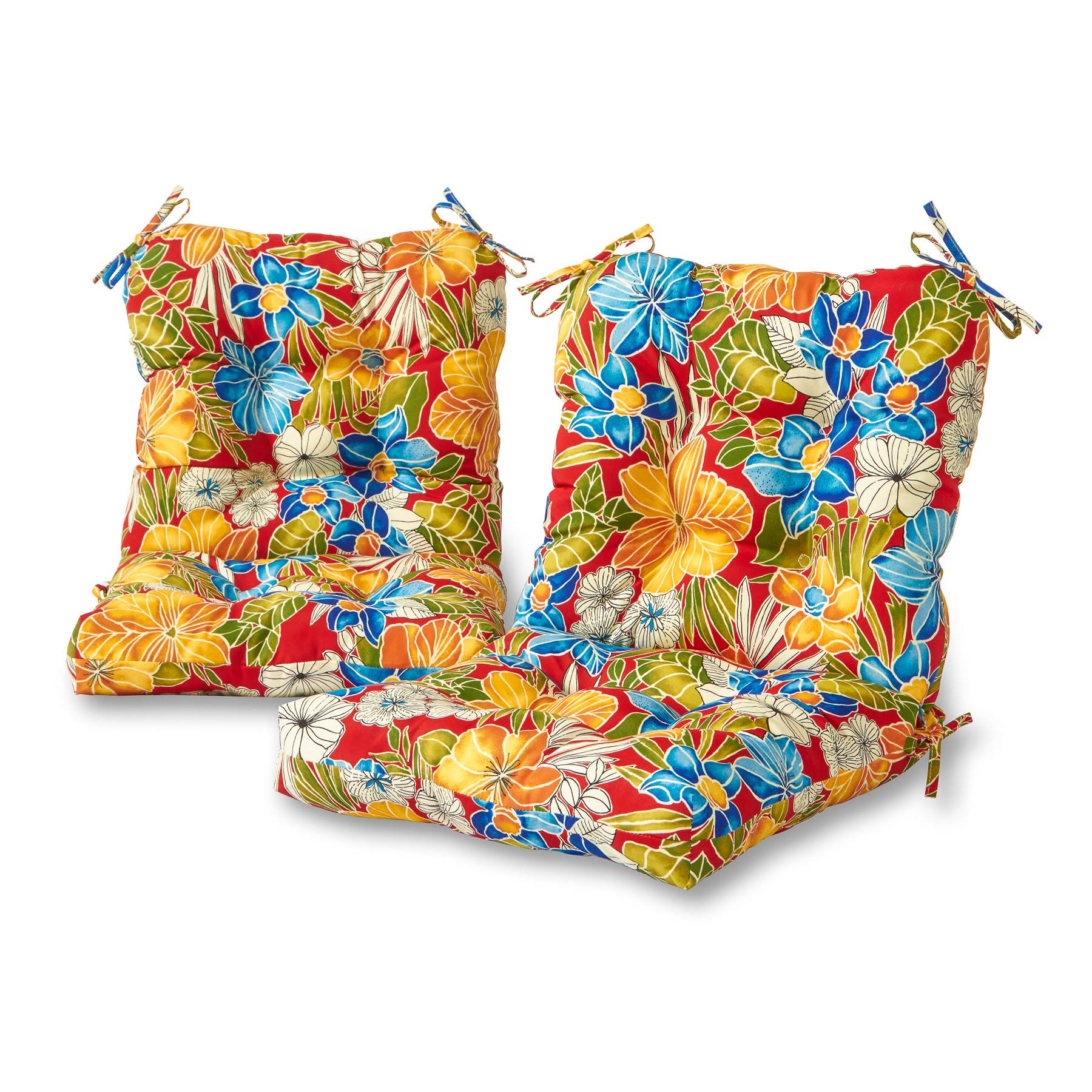 Set of 2 Outdoor Seat Back Chair Cushions Aloha Red Greendale Home Fashions