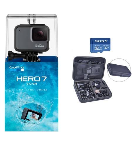 GoPro Hero7 (Silver) with 13 PC Professional Bundle Deal
