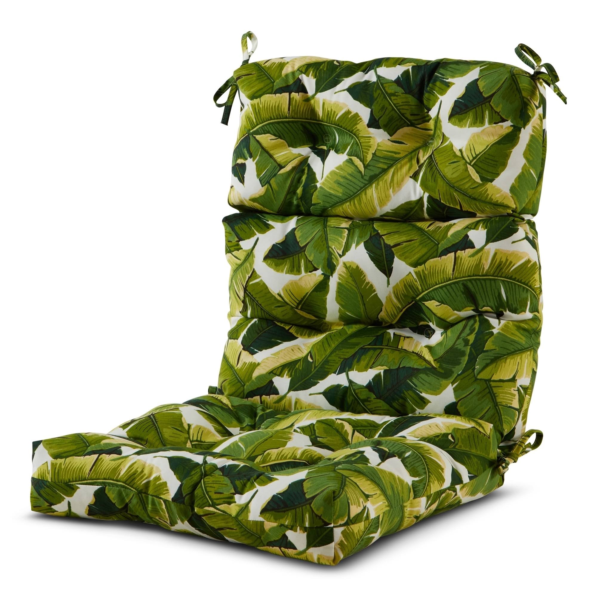 Greendale Home Fashions Outdoor High Back Chair CUSHION, Palm Leaves White